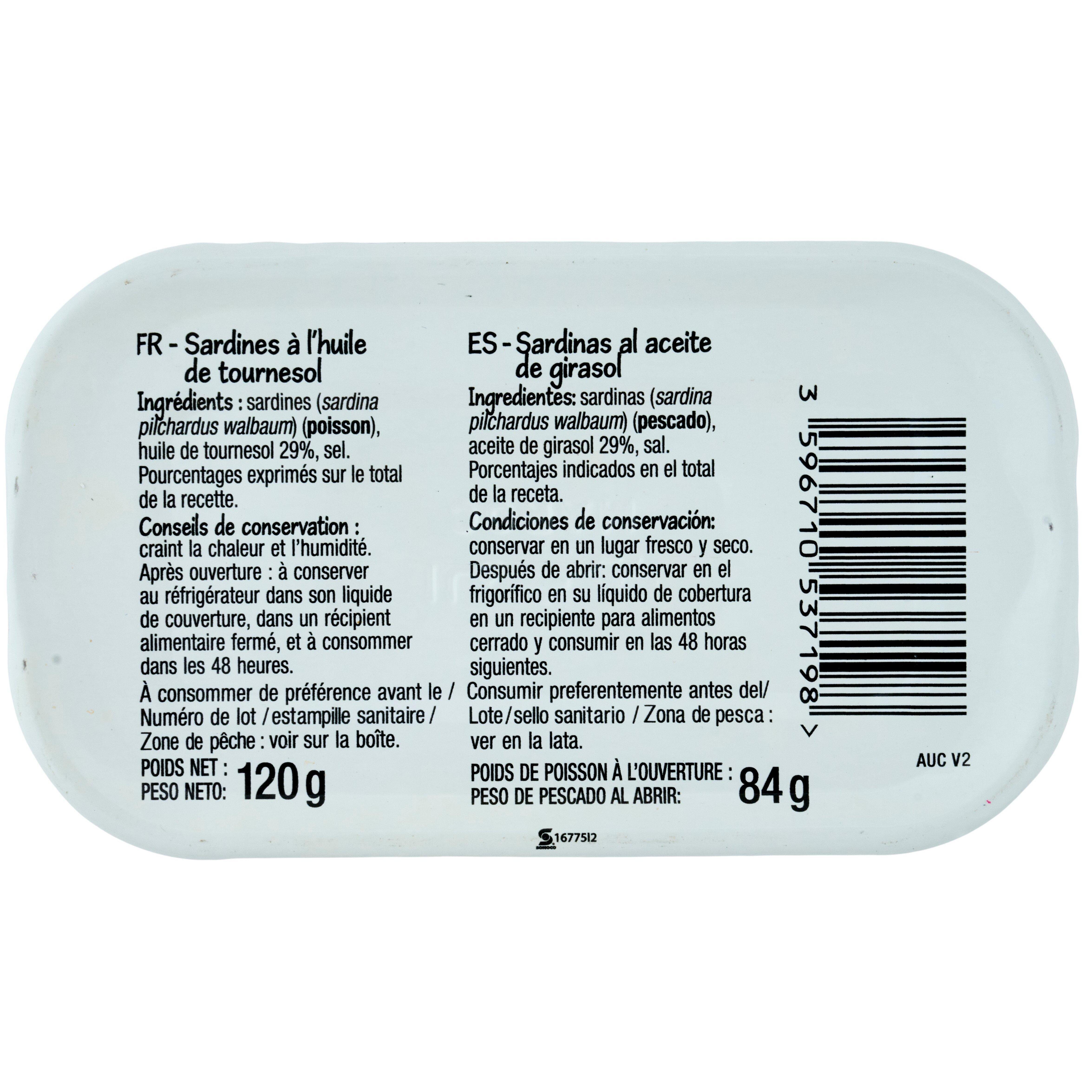 Voir la diapositive 4 : POUCE Sardines à l'huile de tournesol 84g