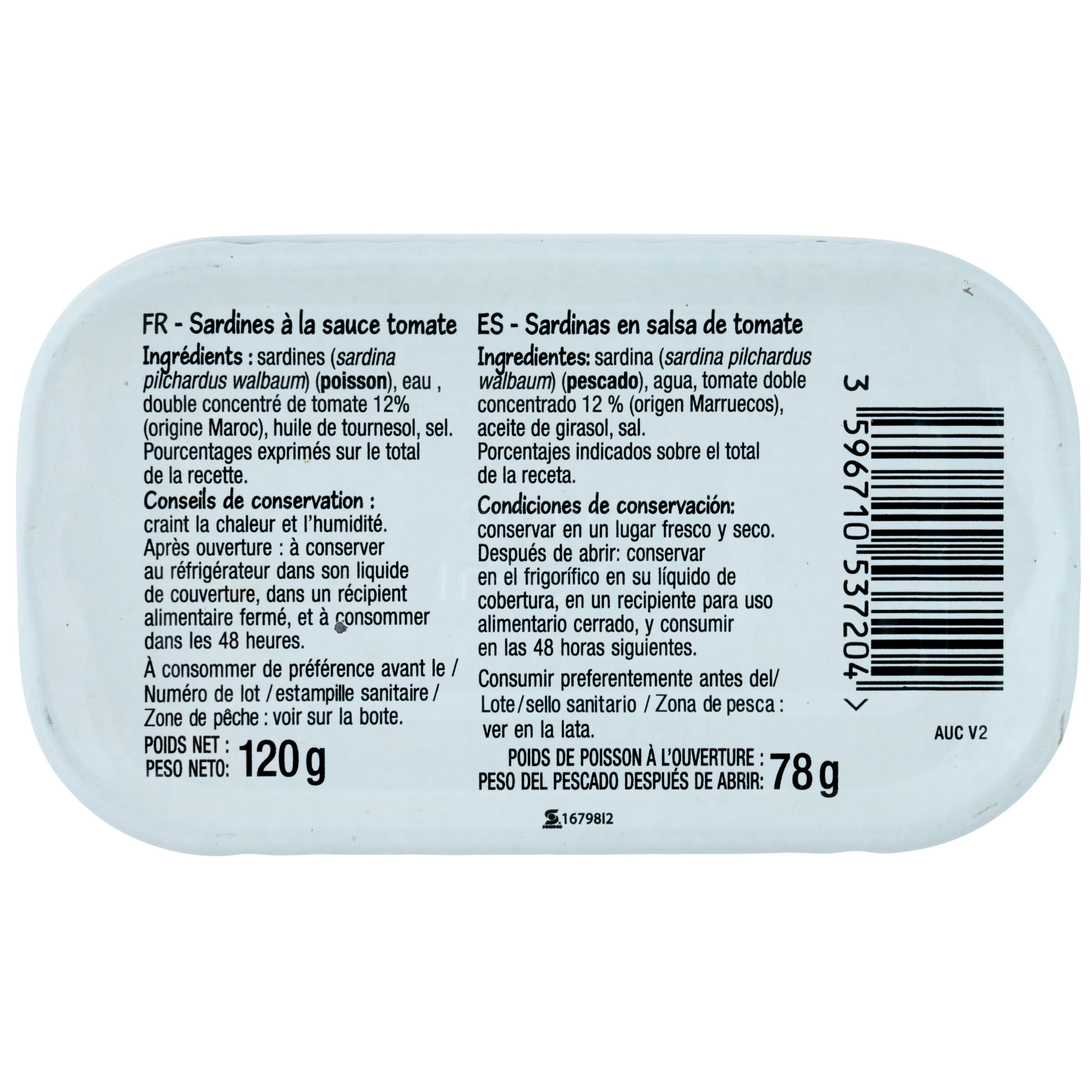 Voir la diapositive 2 : POUCE Sardines à la tomate 78g