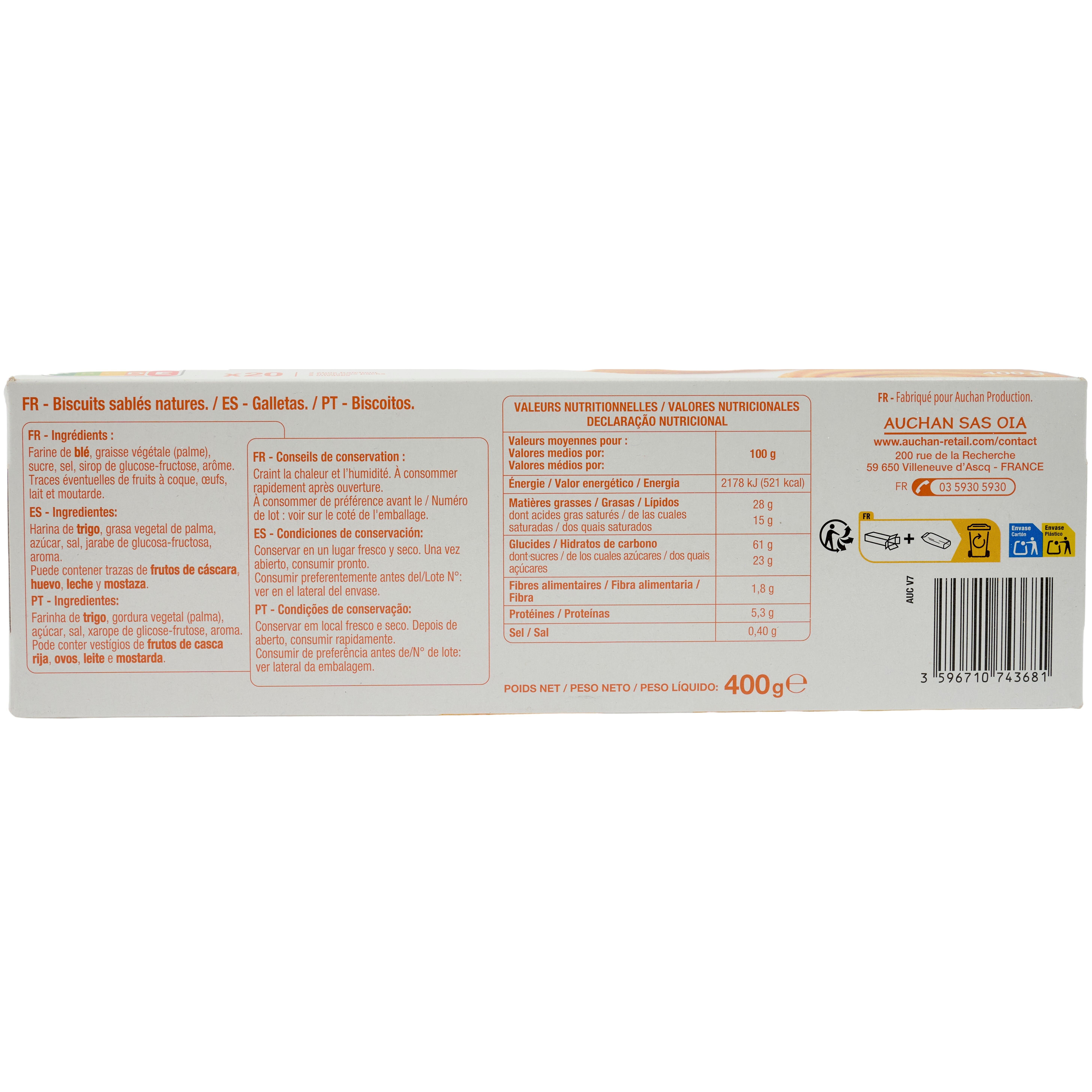 Voir la diapositive 2 : POUCE Sprits biscuits sablés 2x10 biscuits 400g