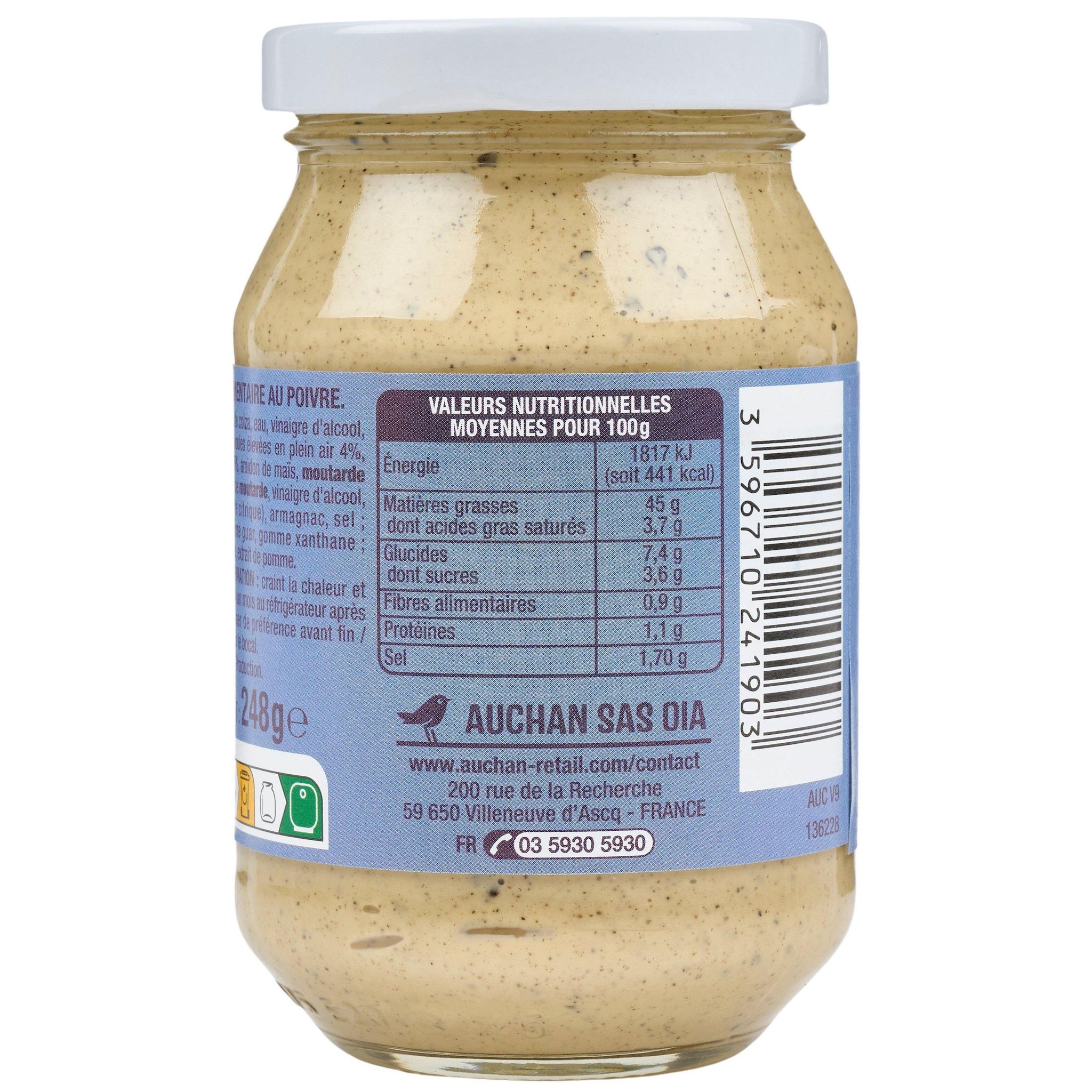 Voir la diapositive 3 : AUCHAN Sauce au poivre en bocal 240g
