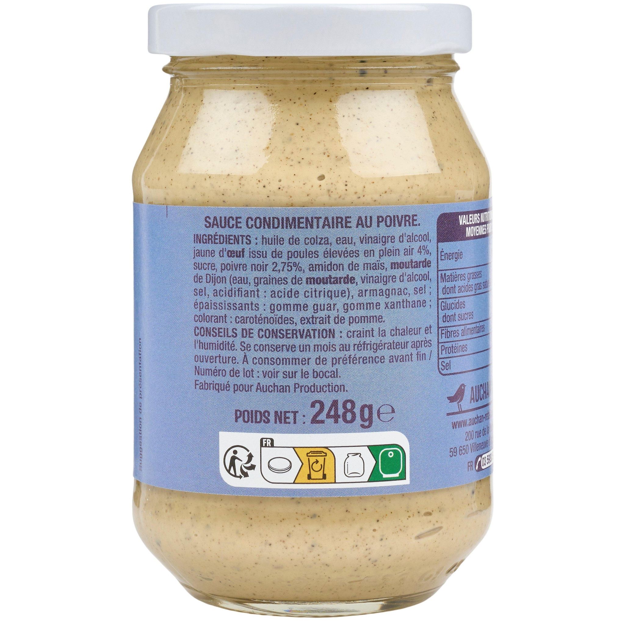 Voir la diapositive 4 : AUCHAN Sauce au poivre en bocal 240g