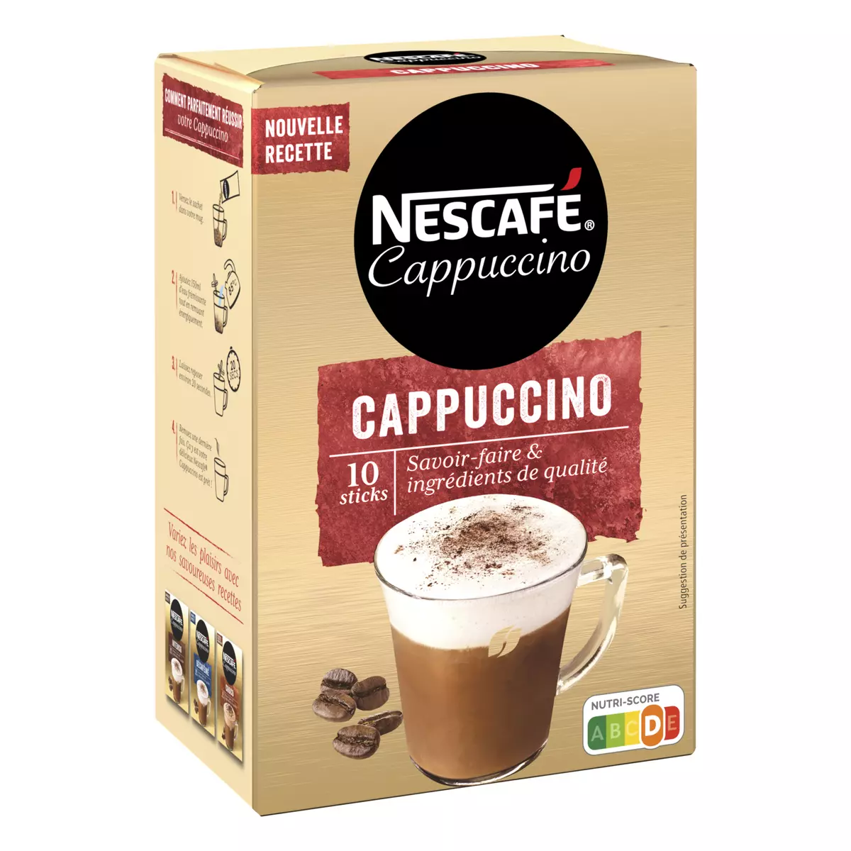 NESCAFE Café soluble en stick cappuccino 10 sticks 140g pas cher 