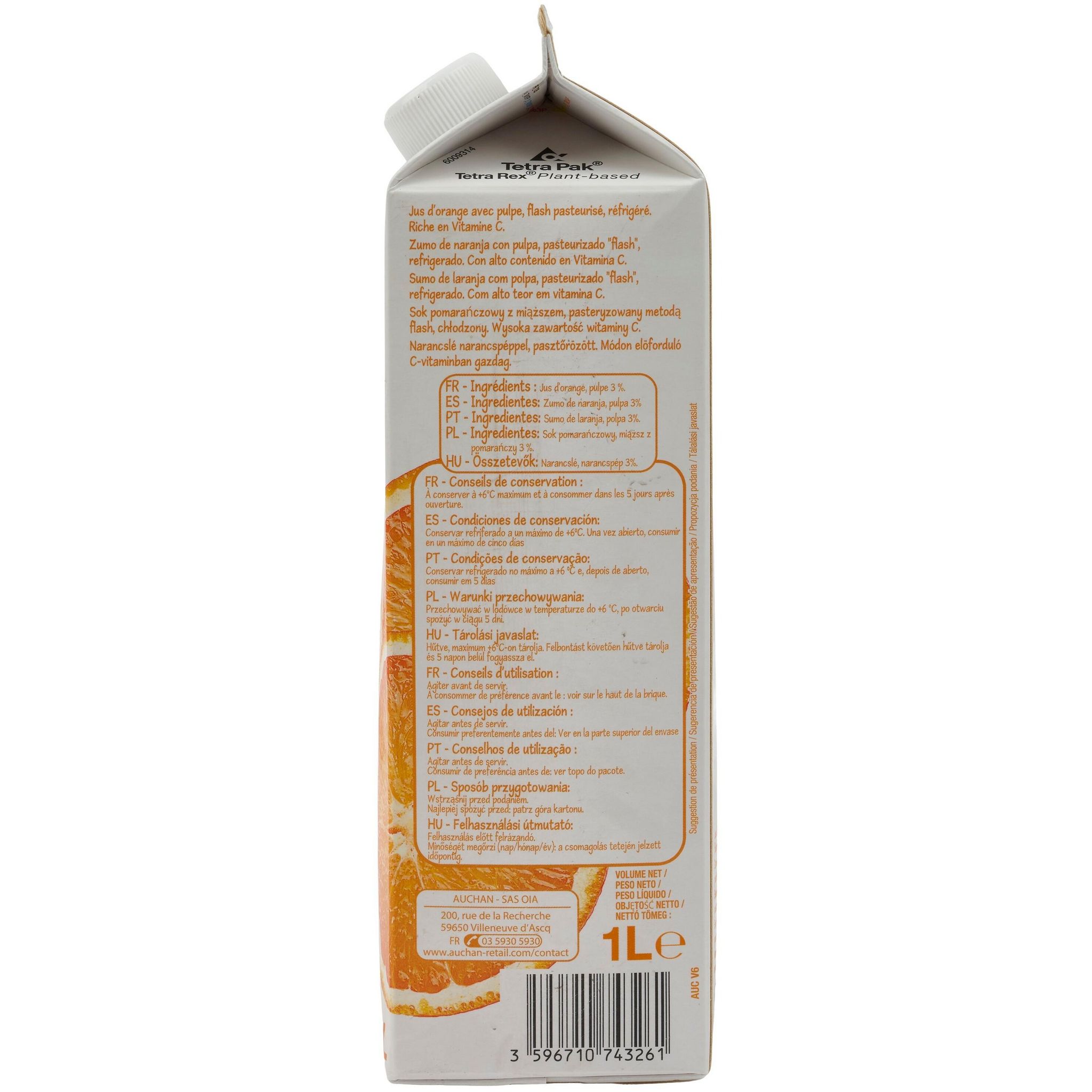 Voir la diapositive 3 : POUCE Pur jus d'orange 1L