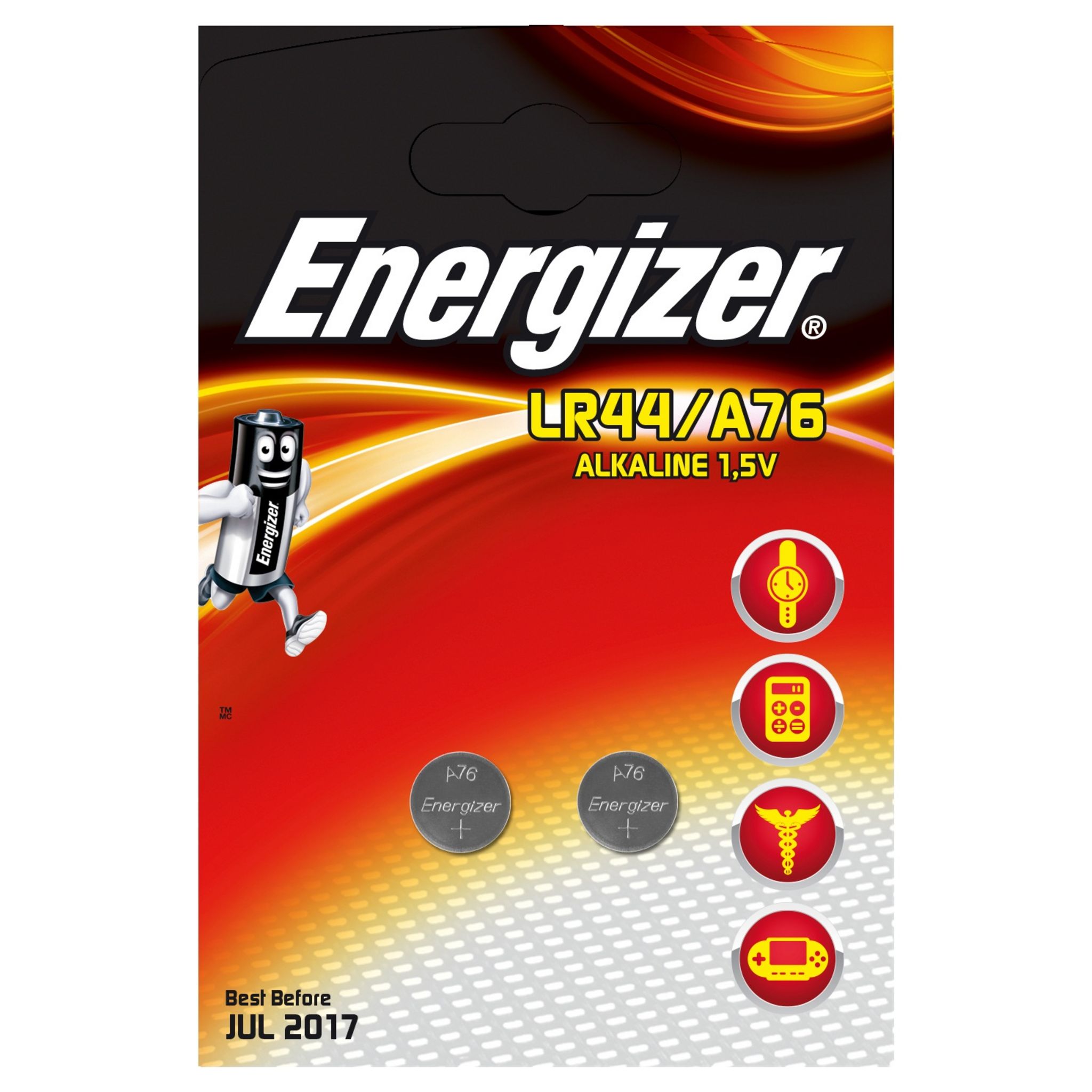 Voir la diapositive 2 : ENERGIZER Lot de 2 Piles-boutons, Alcaline, LR44, 175mAh, 1.5V