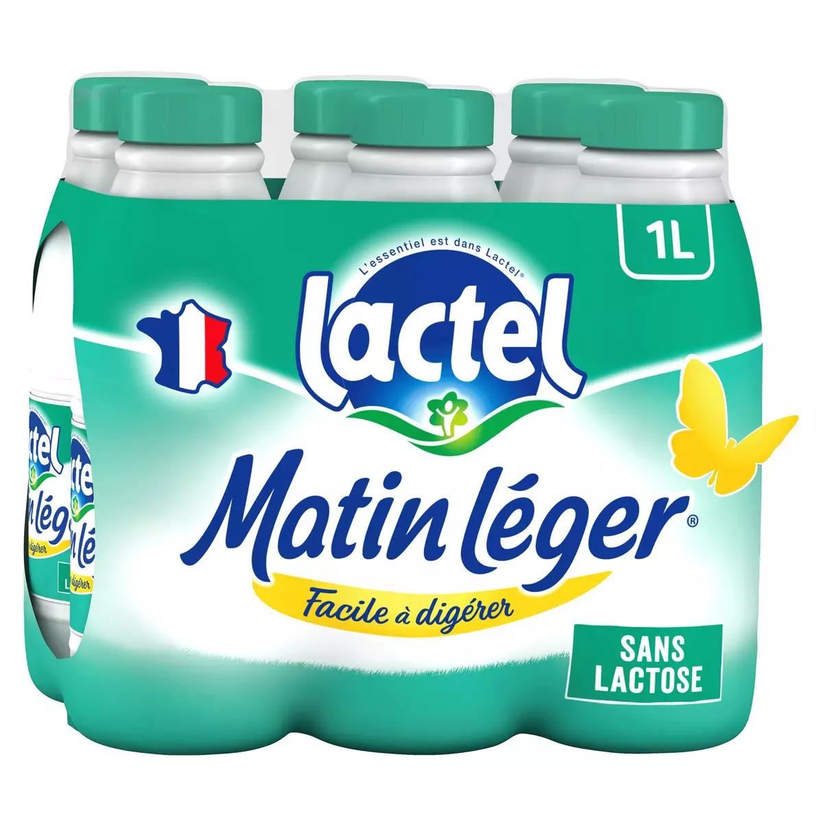 LACTEL Matin léger Lait écrémé facile à digérer sans lactose 6x1L
