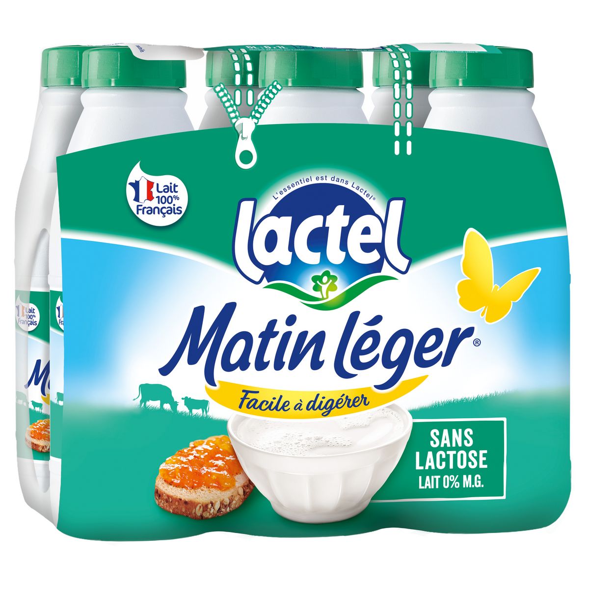 LACTEL Matin léger Lait écrémé facile à digérer sans lactose 6x1L