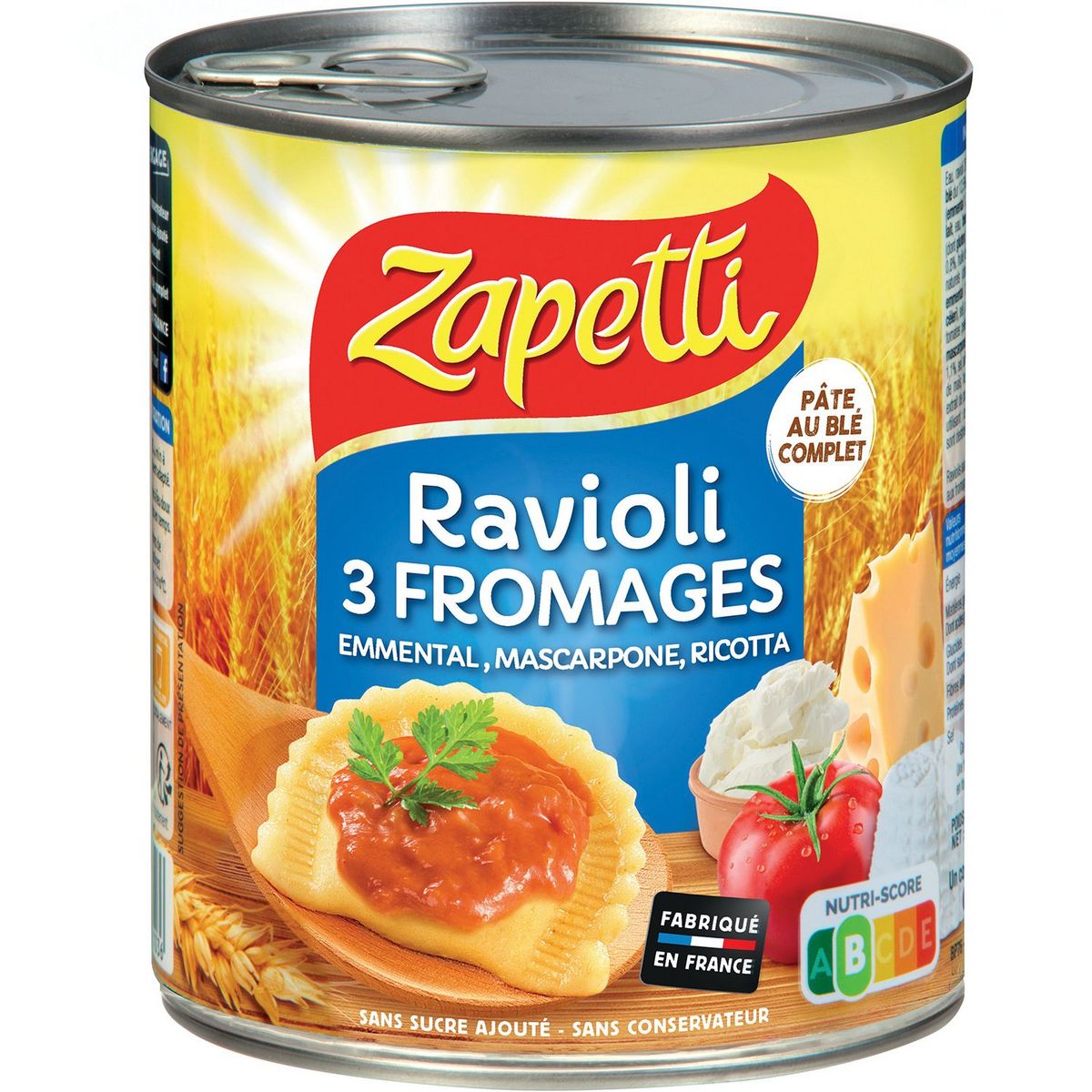 ZAPETTI Ravioli aux 3 fromages sans sucre ajouté 800g