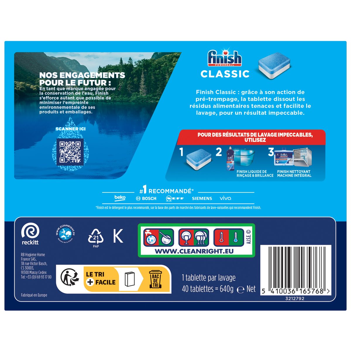 FINISH Powerball tablettes lave-vaisselle classic 40 tablettes