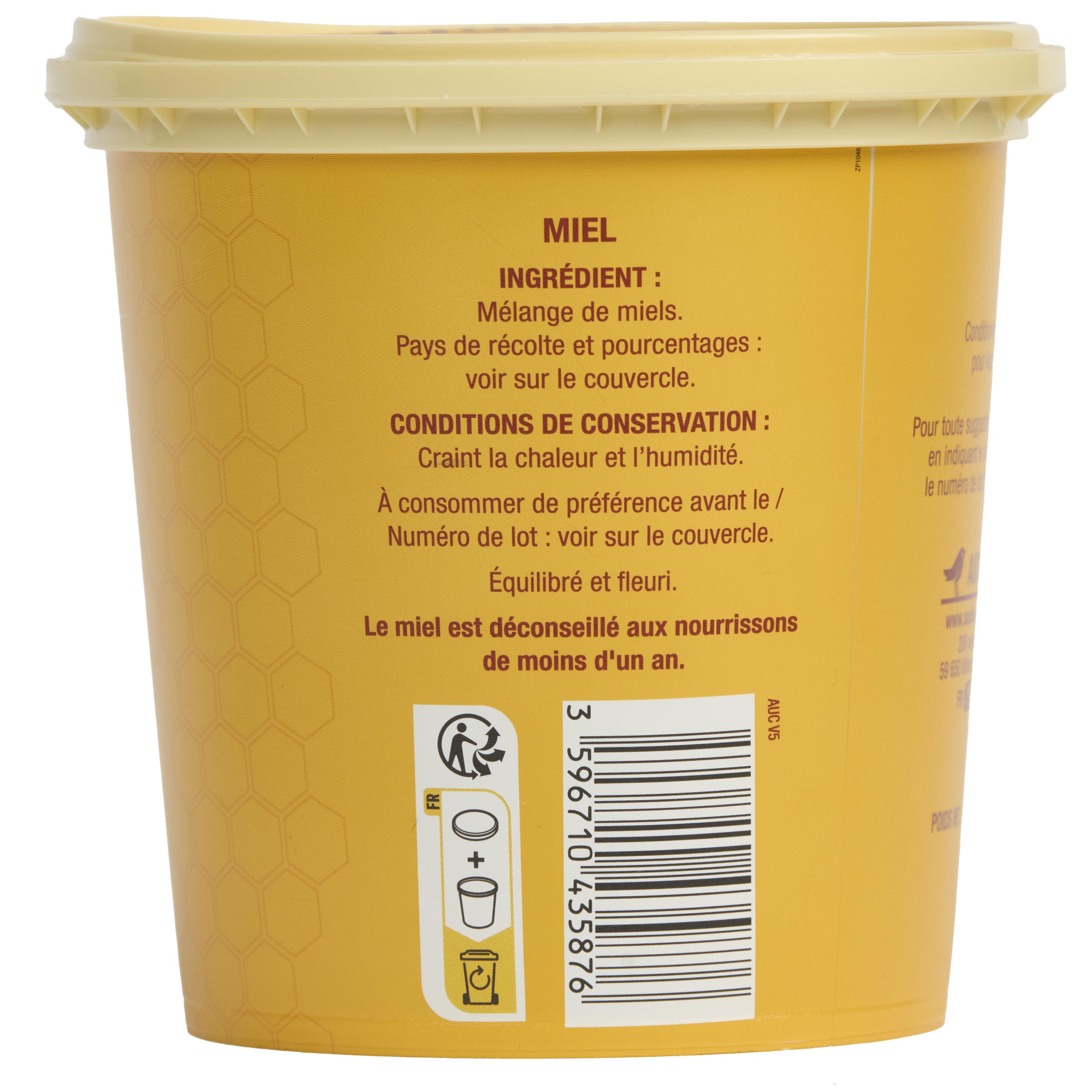 Voir la diapositive 2 : AUCHAN Miel de fleurs liquide équilibré et fleuri 1kg