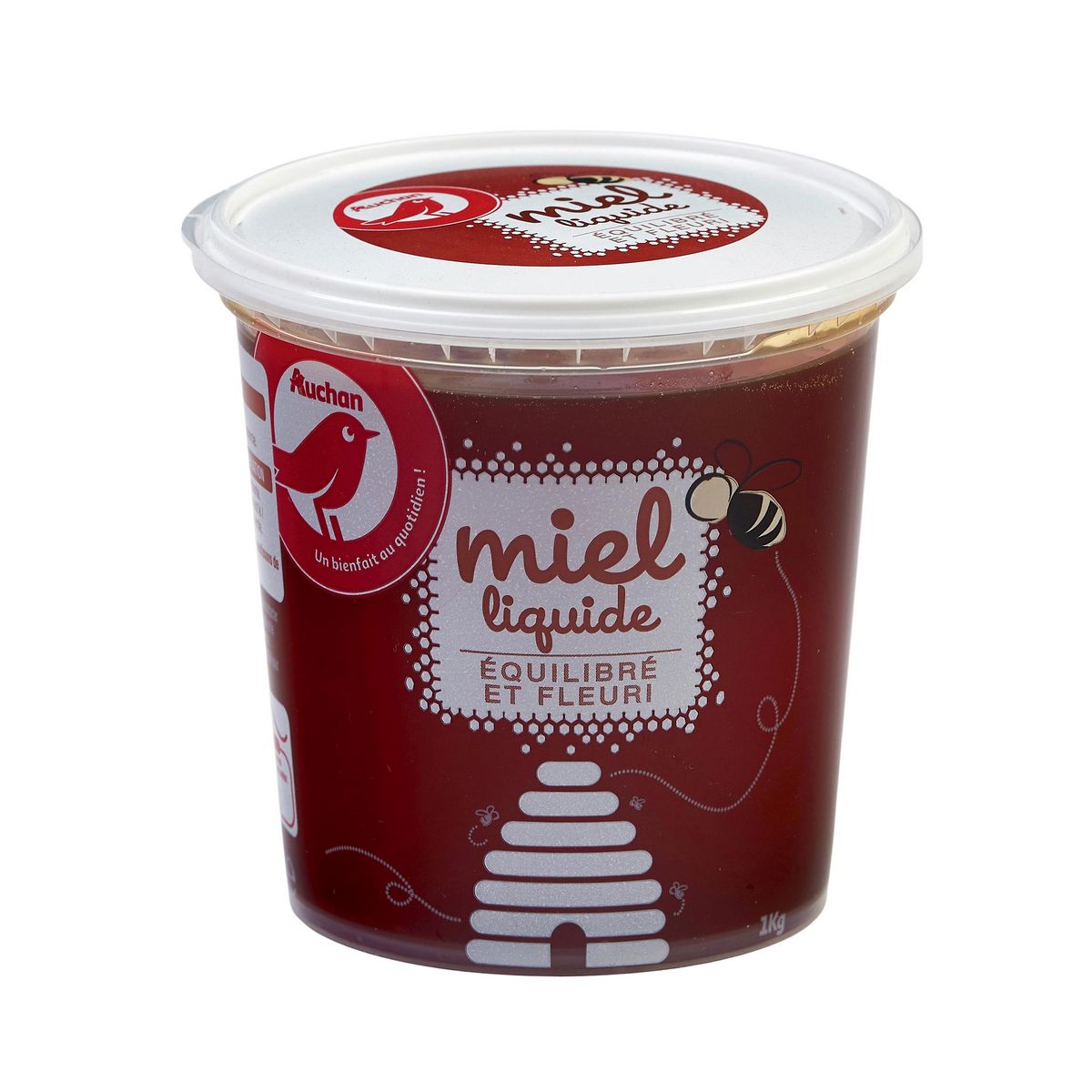 AUCHAN Miel de fleurs liquide équilibré et fleuri 1kg