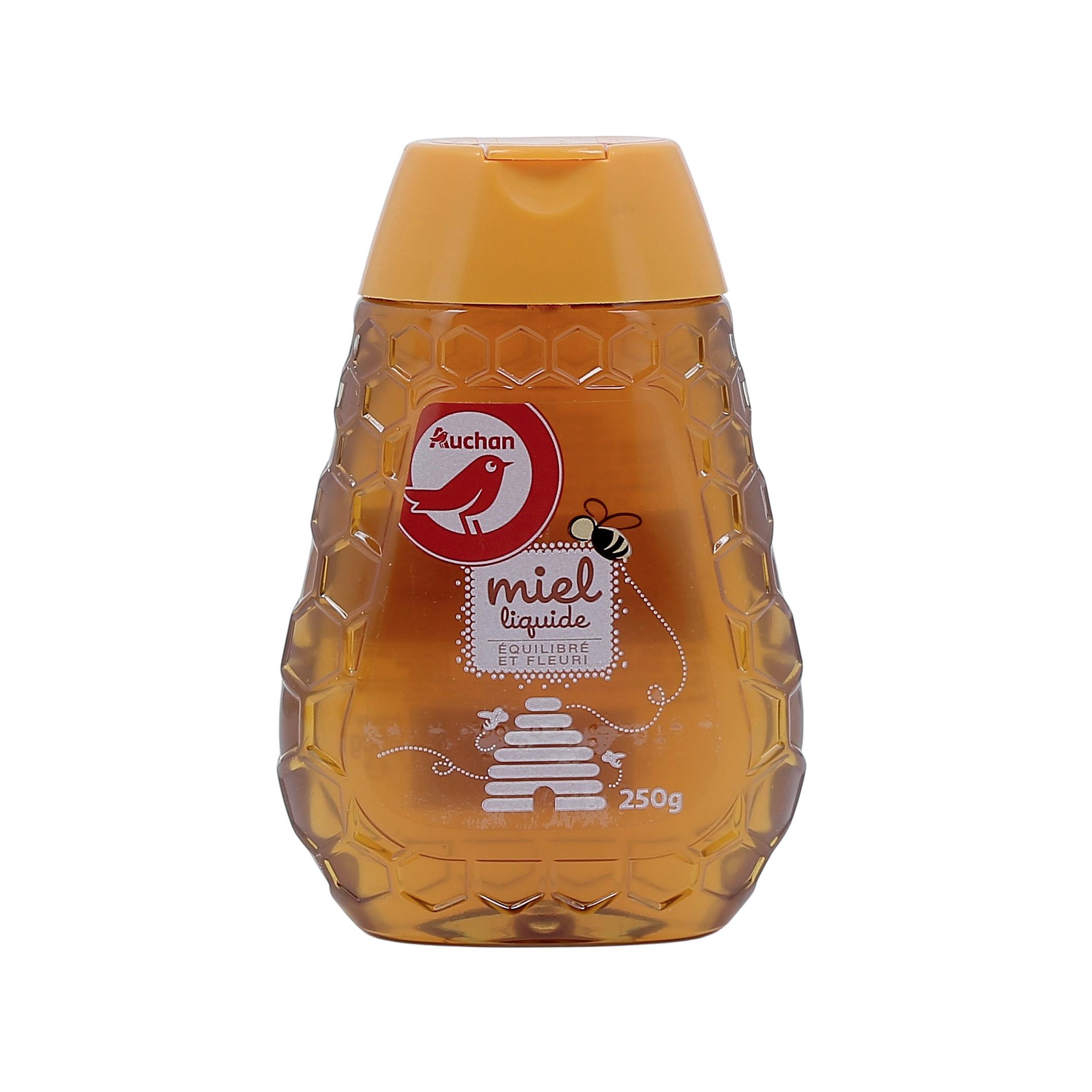 Voir la diapositive 2 : AUCHAN Miel de fleurs liquide équilibré et fleuri, en flacon doseur 250g