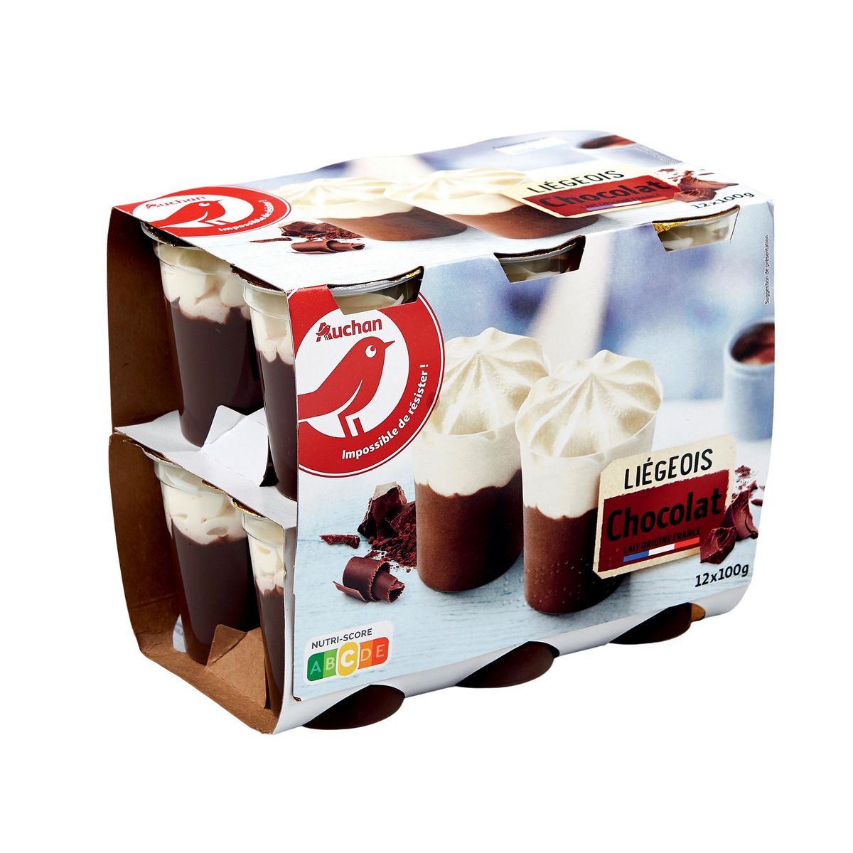 AUCHAN Liégeois au chocolat 12x100g
