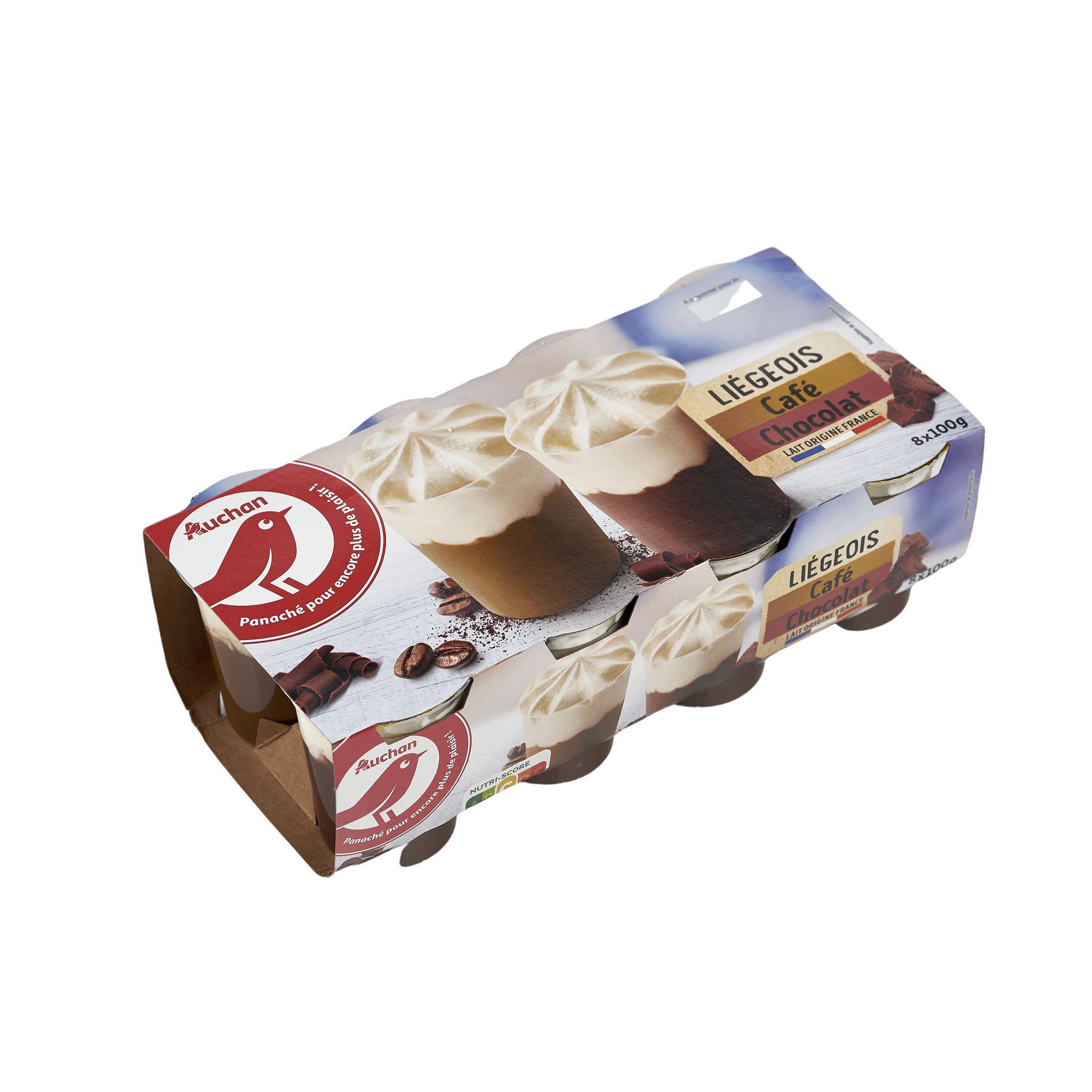 Voir la diapositive 2 : AUCHAN Liégeois au chocolat et café 8x100g