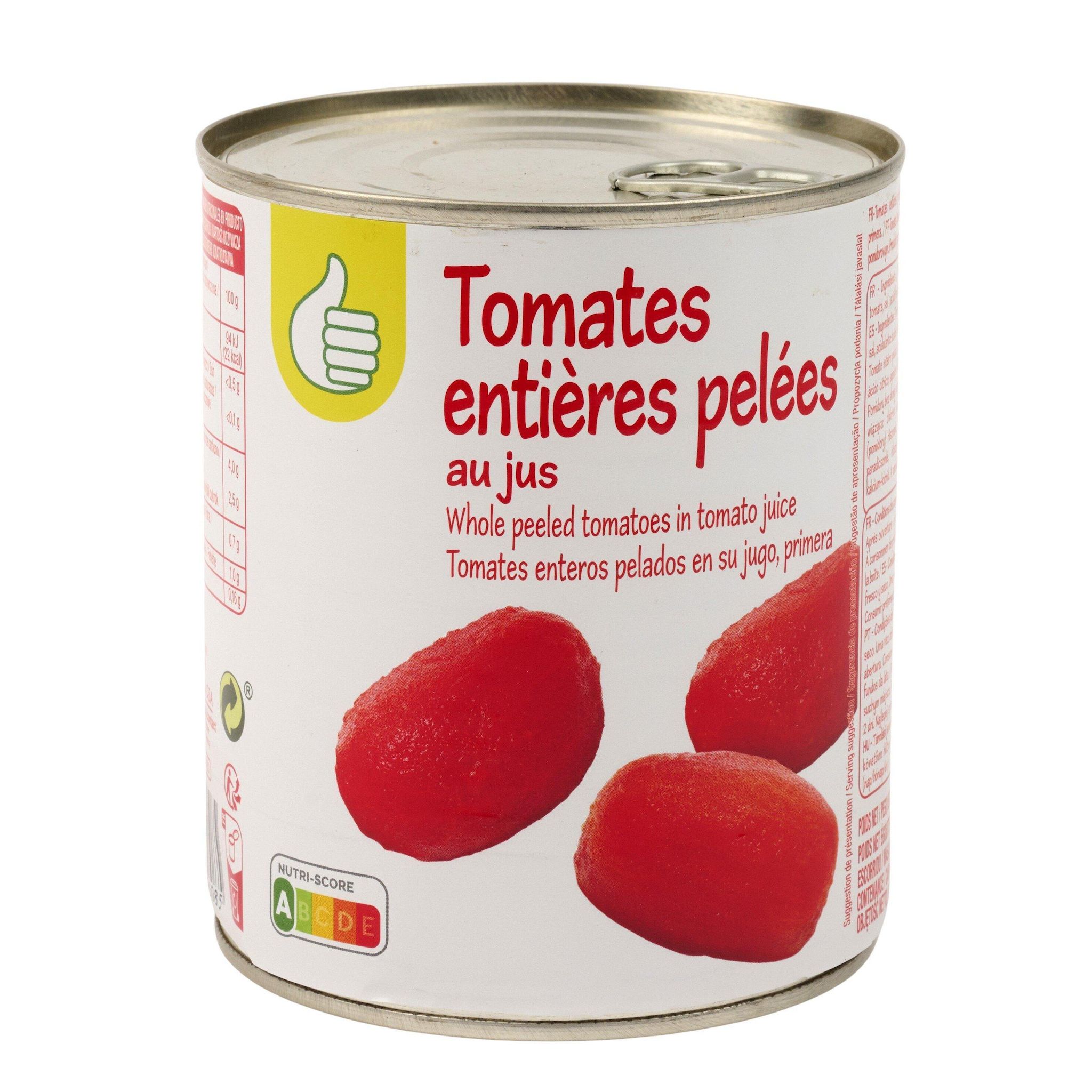 Voir la diapositive 4 : POUCE Tomates entières pelées au jus 480g