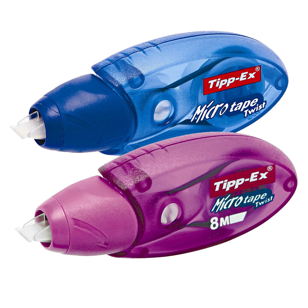 Voir la diapositive 2 : BIC Lot de 3 souris correctrices Tipp-ex 8m avec capuchon Micro Tape Twist bleu et vert