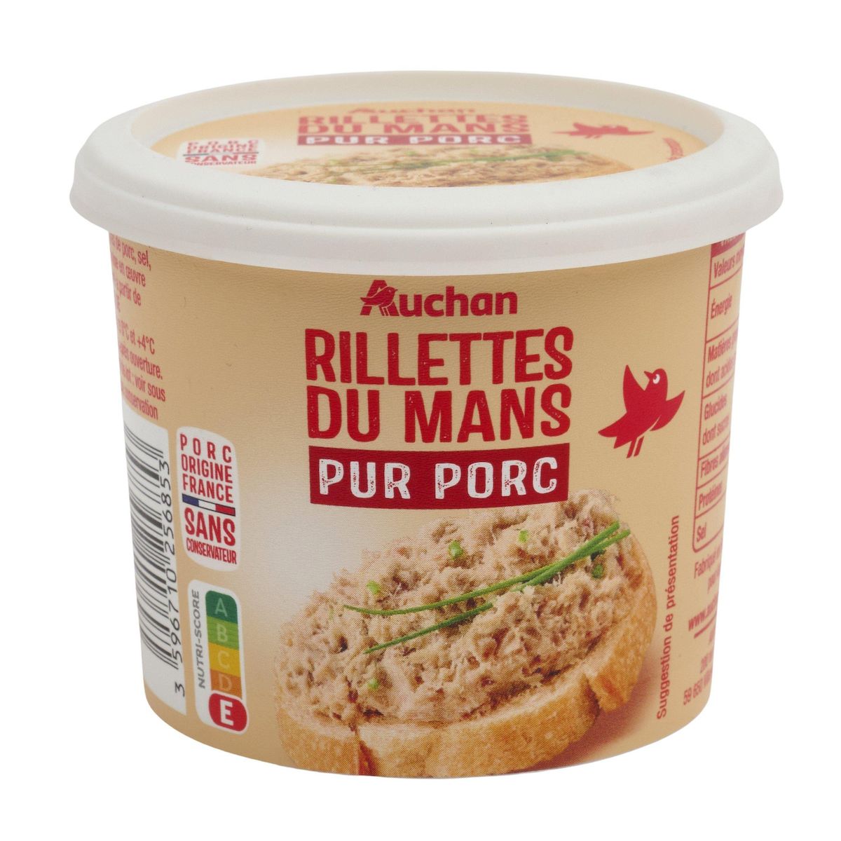 AUCHAN Rillettes du Mans pur porc 110g