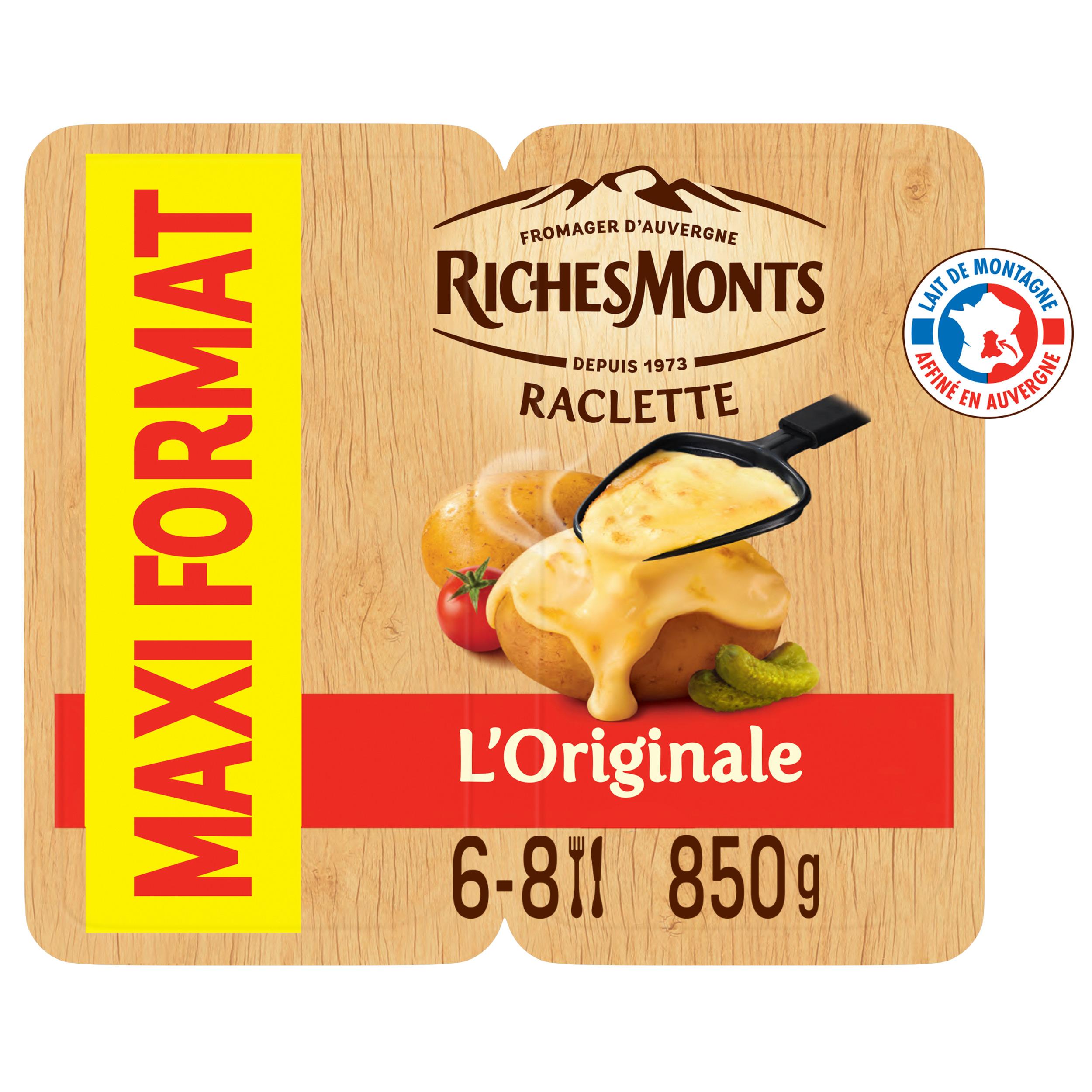 Voir la diapositive 2 : RICHESMONTS Fromage à raclette classique 32 tranches 850g