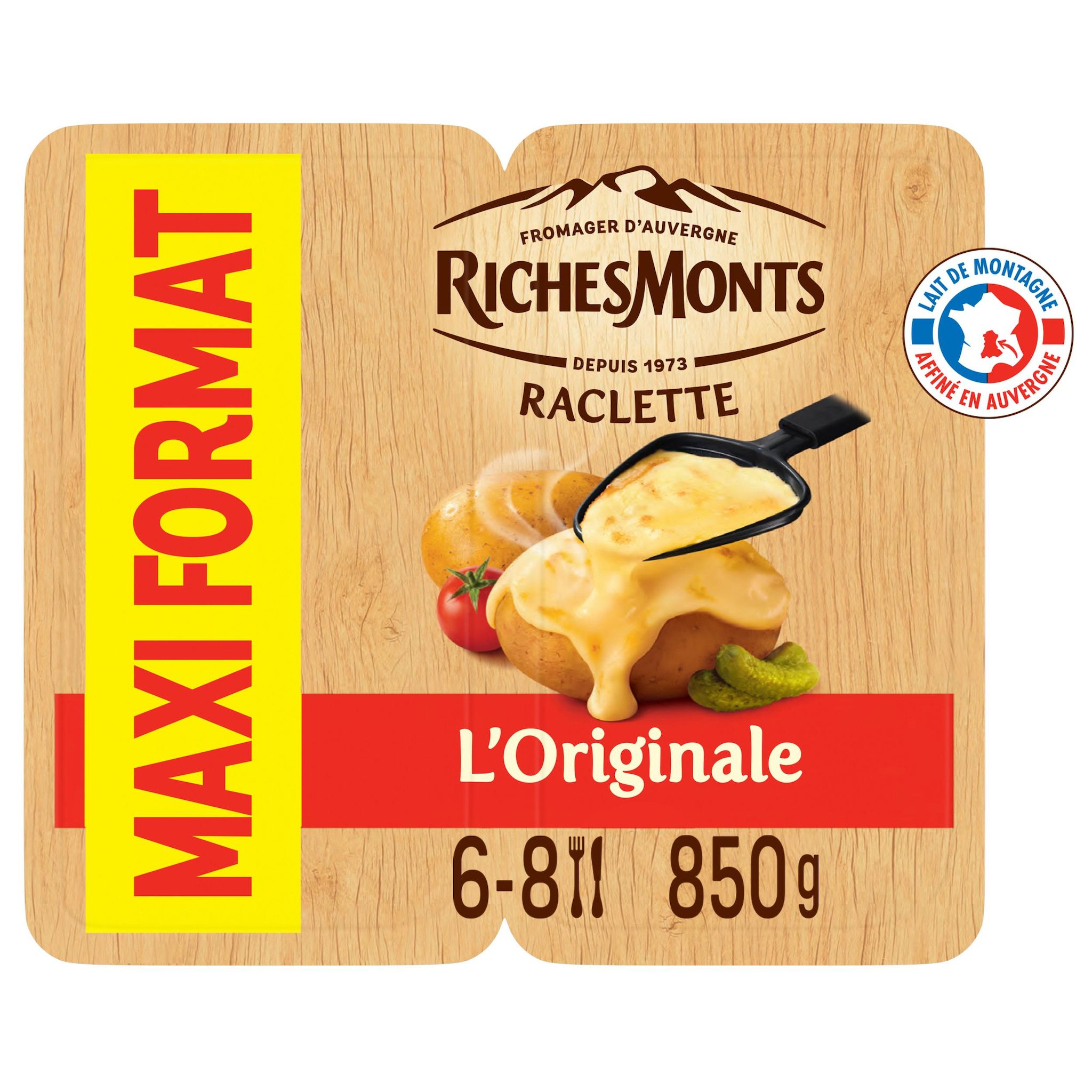 Voir la diapositive 2 : RICHESMONTS Fromage à raclette classique 32 tranches 850g