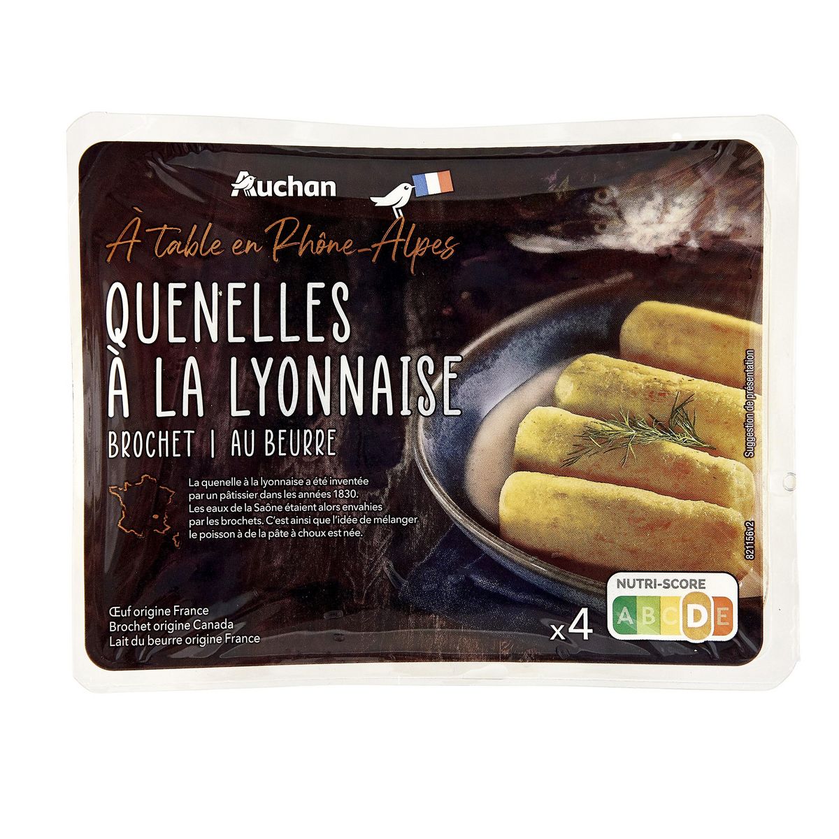 AUCHAN TERROIR Quenelles à la Lyonnaise 4 pièces 320g