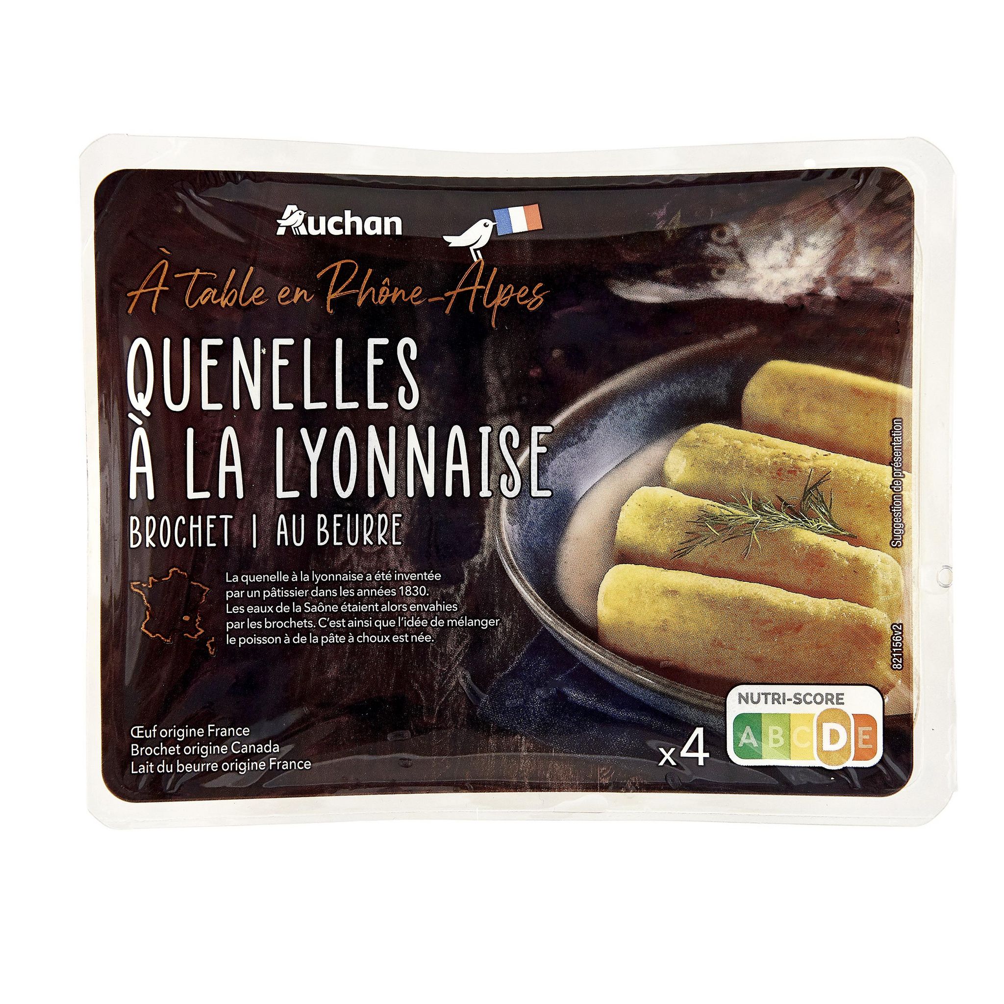 Voir la diapositive 2 : AUCHAN TERROIR Quenelles à la Lyonnaise 4 pièces 320g