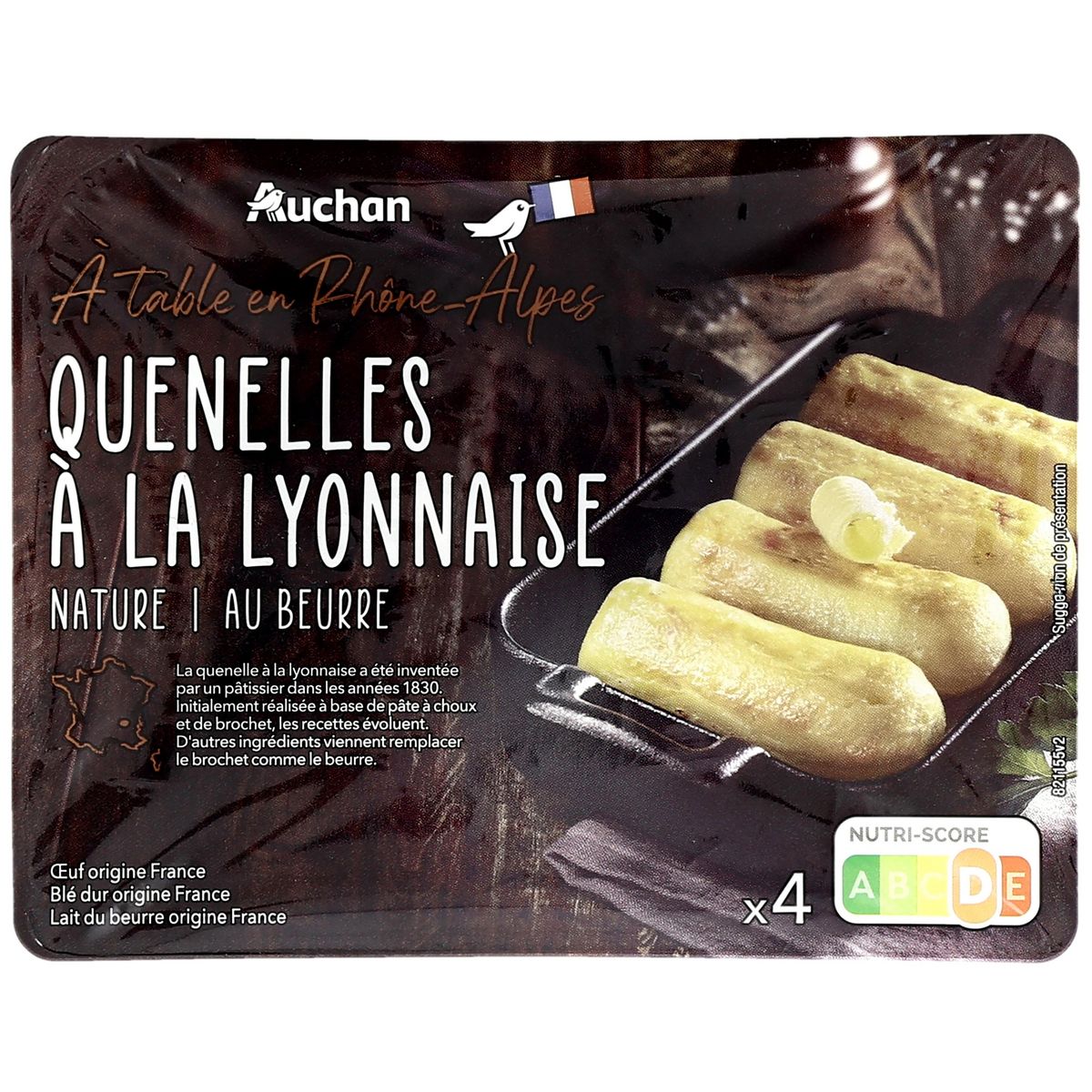 AUCHAN TERROIR Quenelle lyonnais nature 4 pièces 320g