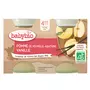BABYBIO Petit pot dessert pomme de Nouvelle Aquitaine et vanille bio dès 4 mois 2x130g