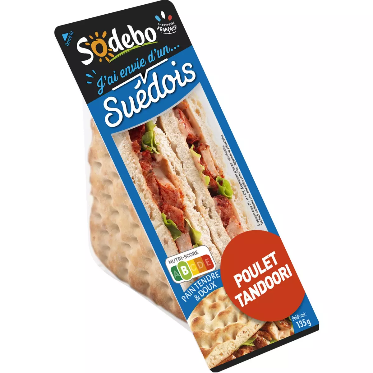 SODEBO Sandwich suédois poulet tandori 1 portion 135g