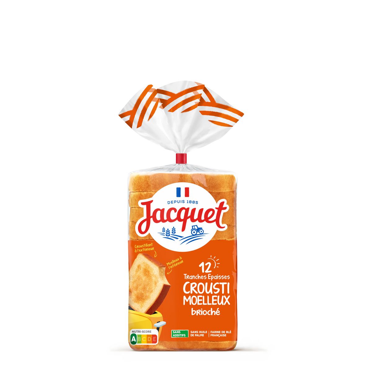 JACQUET Crousti moelleux pain brioché tranches épaisses 12 tranches 600g