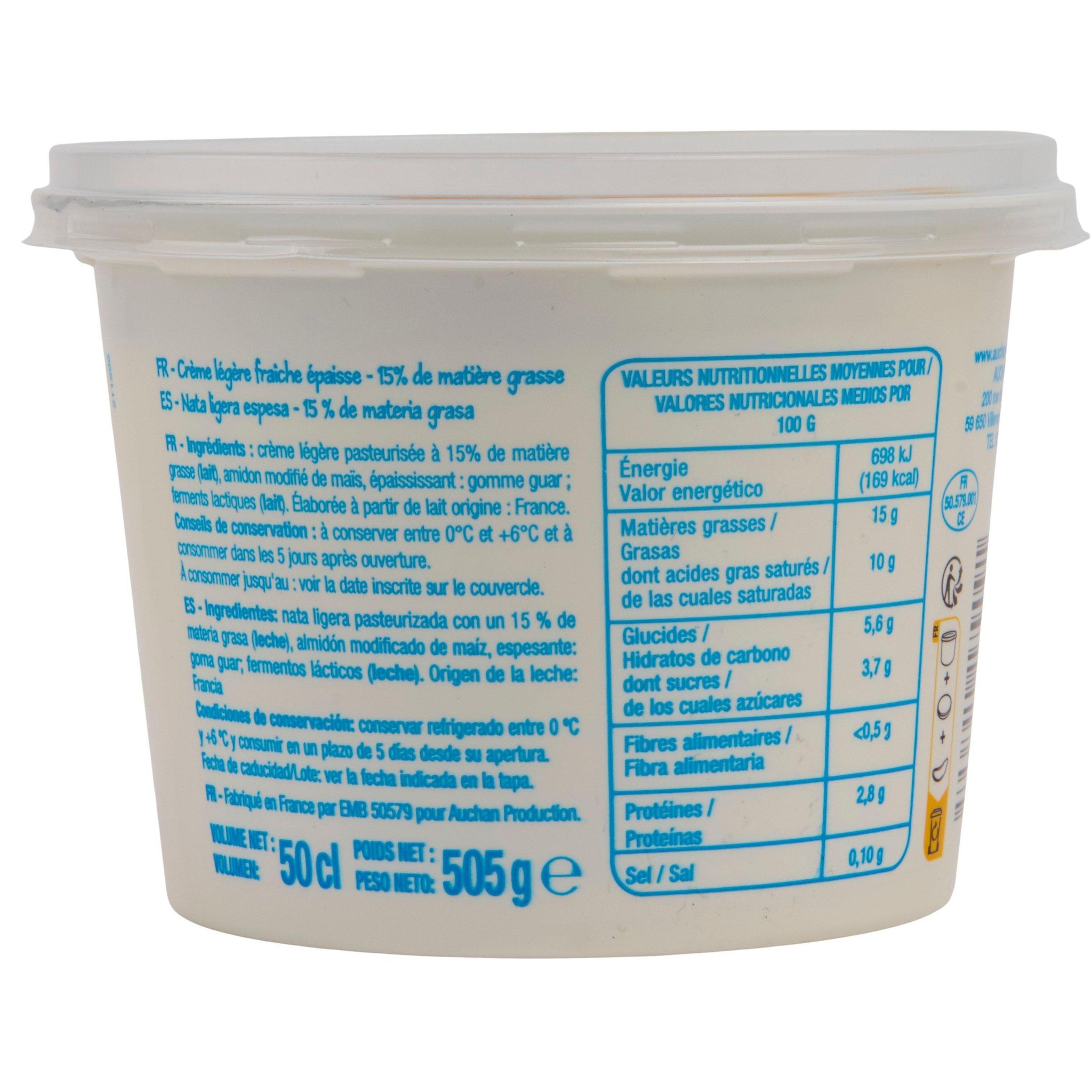 Voir la diapositive 2 : POUCE Crème fraîche épaisse légère 15%MG 50cl