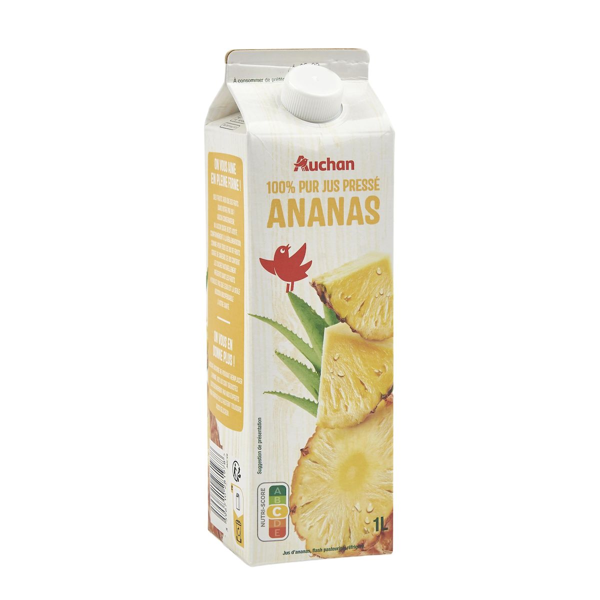 AUCHAN Pur jus d'ananas 1L