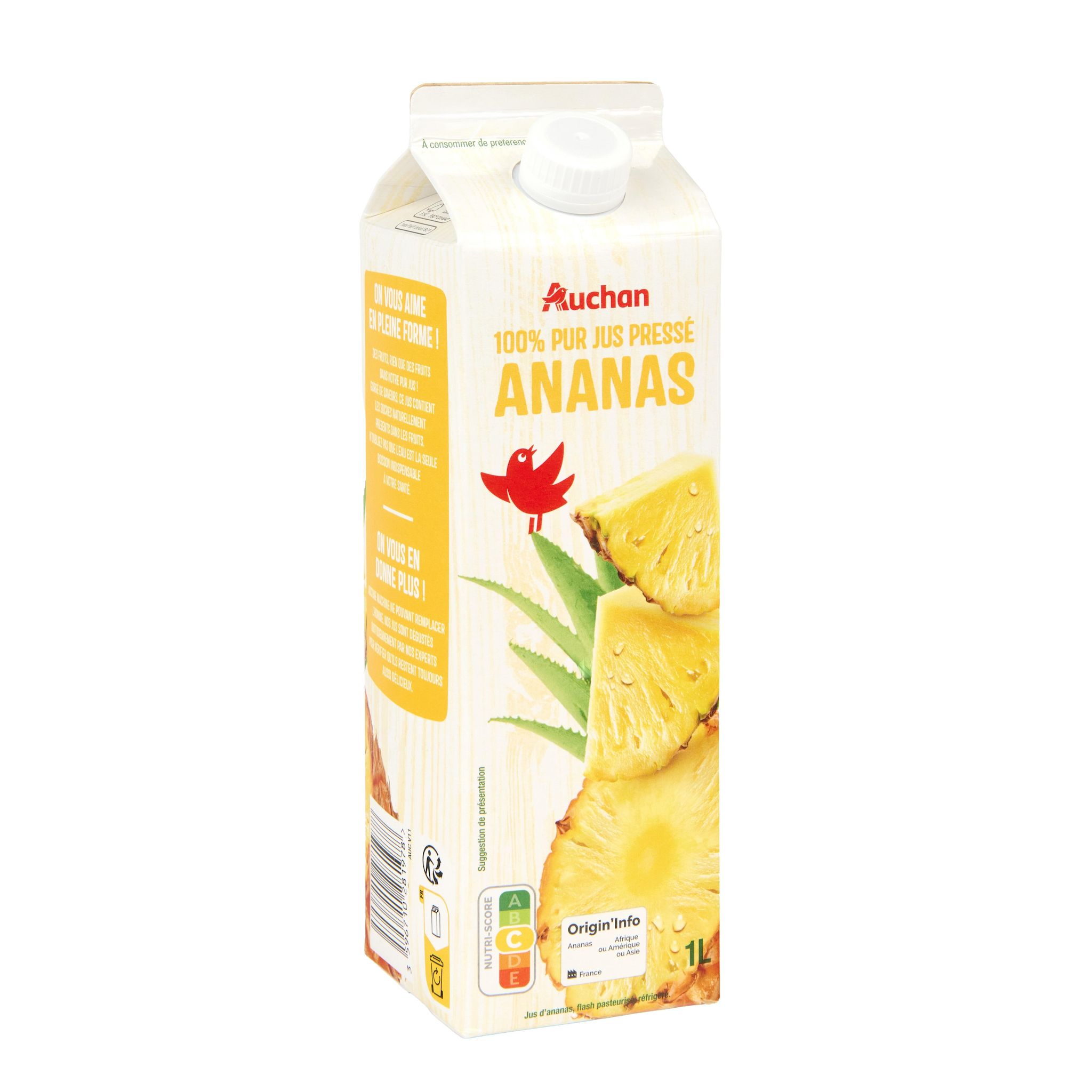 Voir la diapositive 4 : AUCHAN Pur jus d'ananas 1L