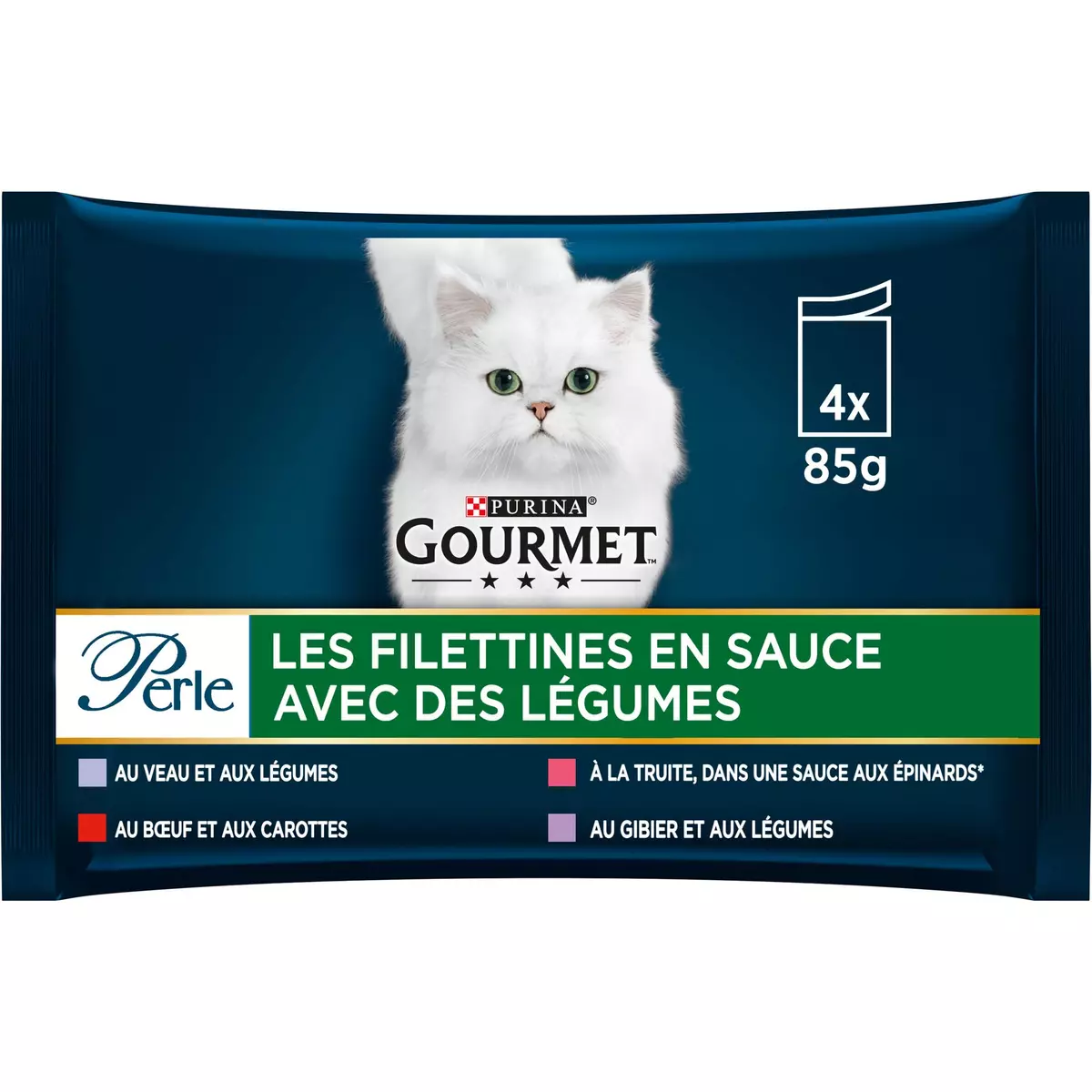 GOURMET Perle sachets pâtée en sauce viandes poissons pour chat 4x85g
