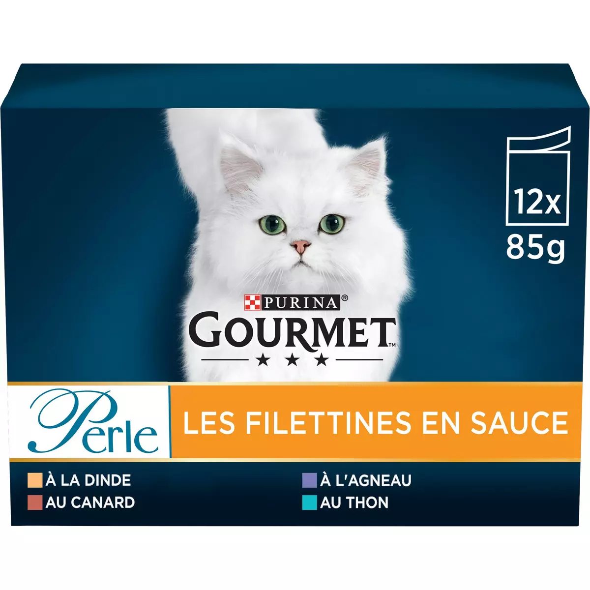 GOURMET Perle Les Filettines en sauce sachets repas pâtée en sauce viandes et poissons pour chat 12x85g