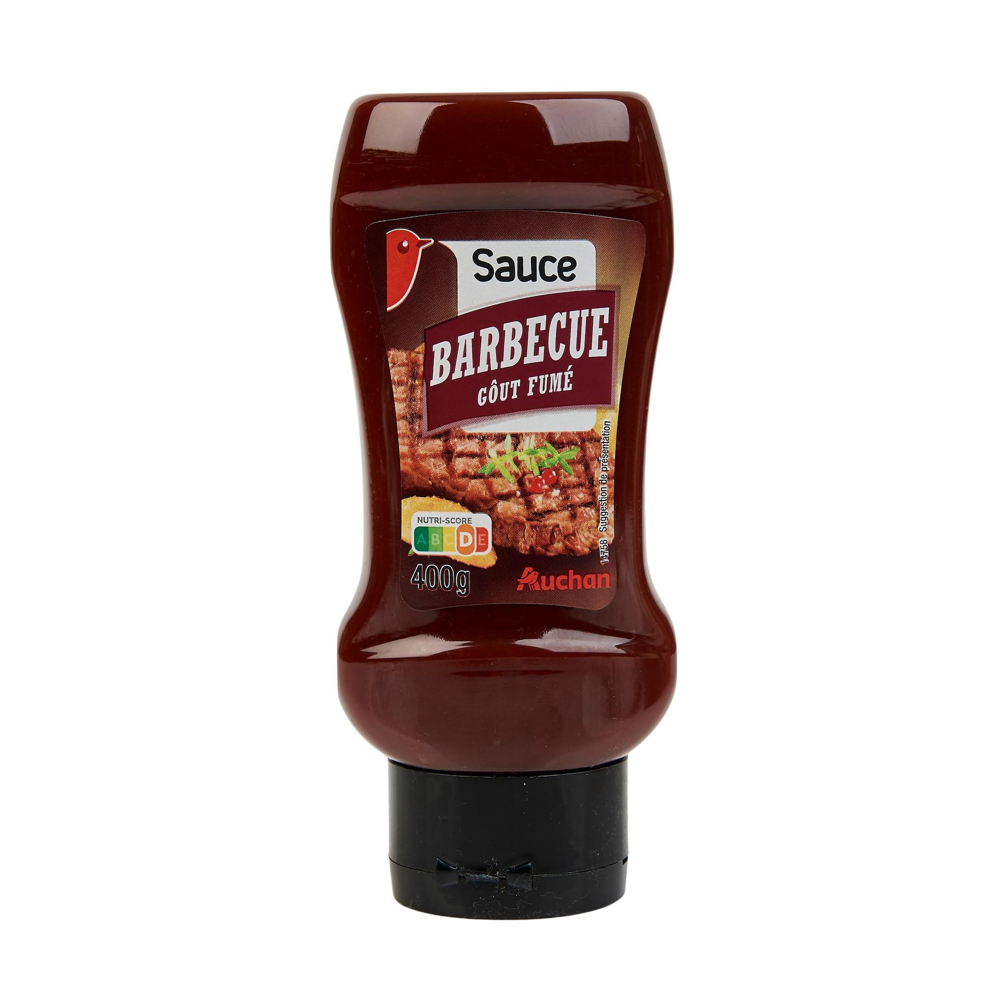 Voir la diapositive 2 : AUCHAN Sauce barbecue goût fumé flacon souple 400g