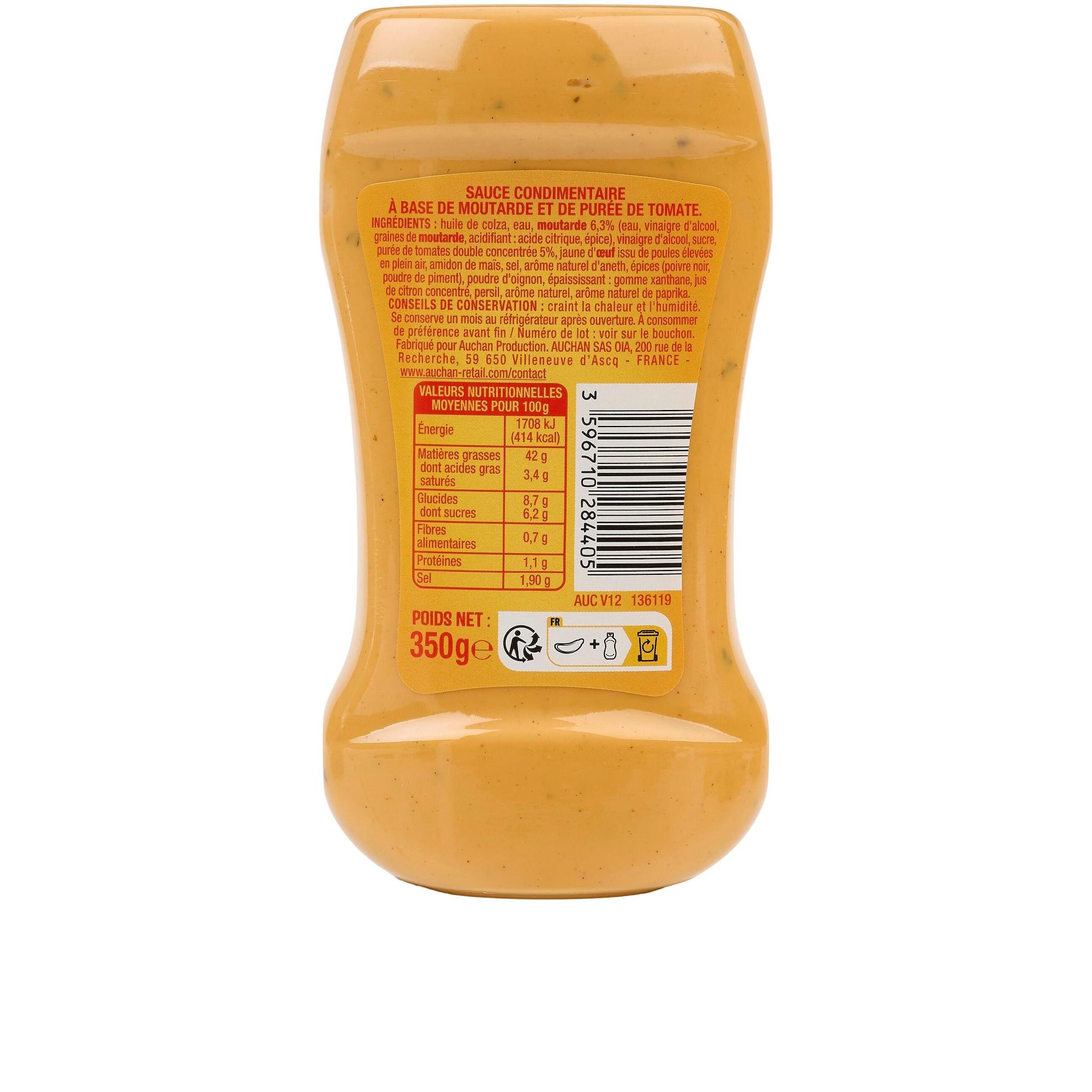 Voir la diapositive 3 : AUCHAN Sauce burger flacon souple 350g