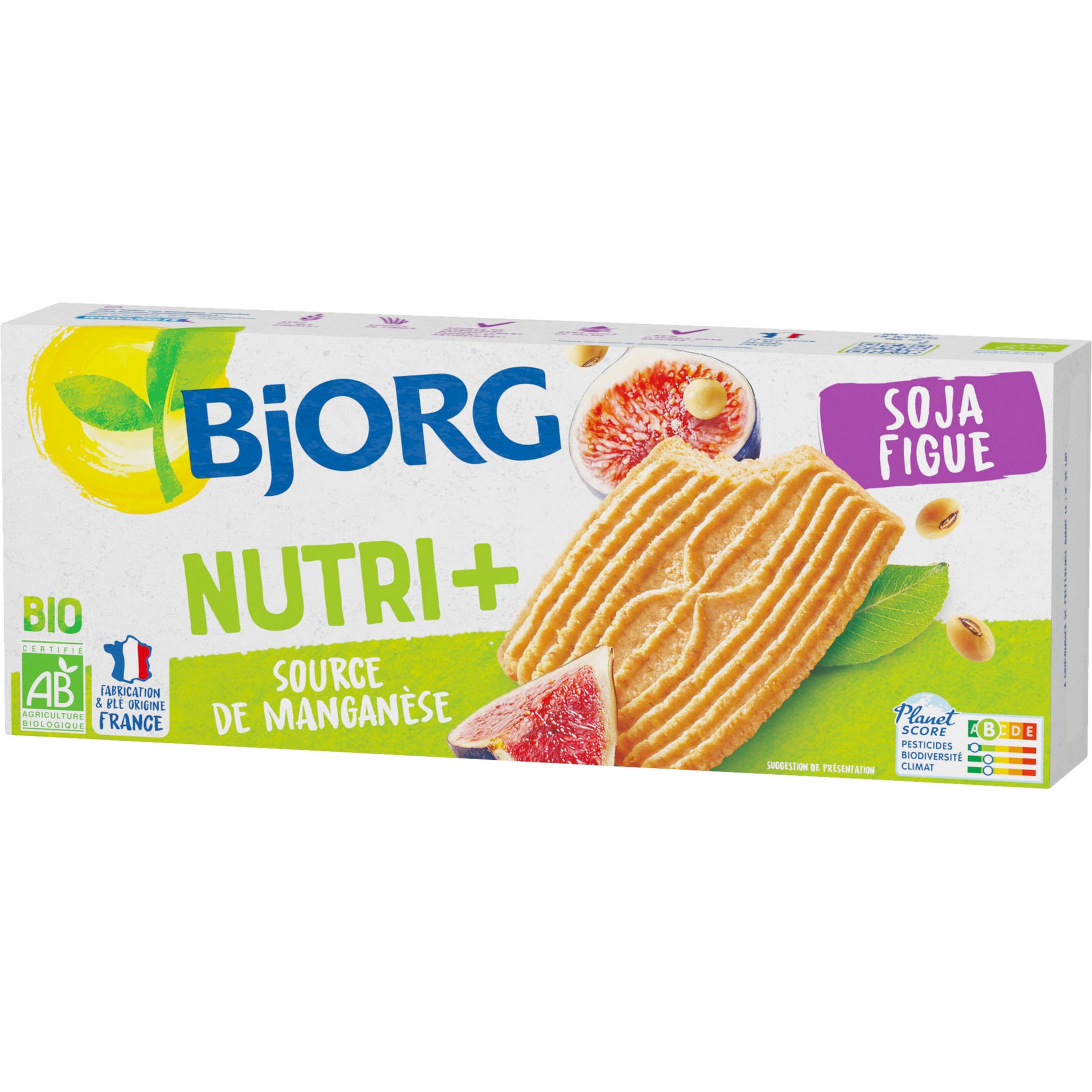 Voir la diapositive 2 : BJORG Biscuits bio au soja et figue sans huile de palme 240g