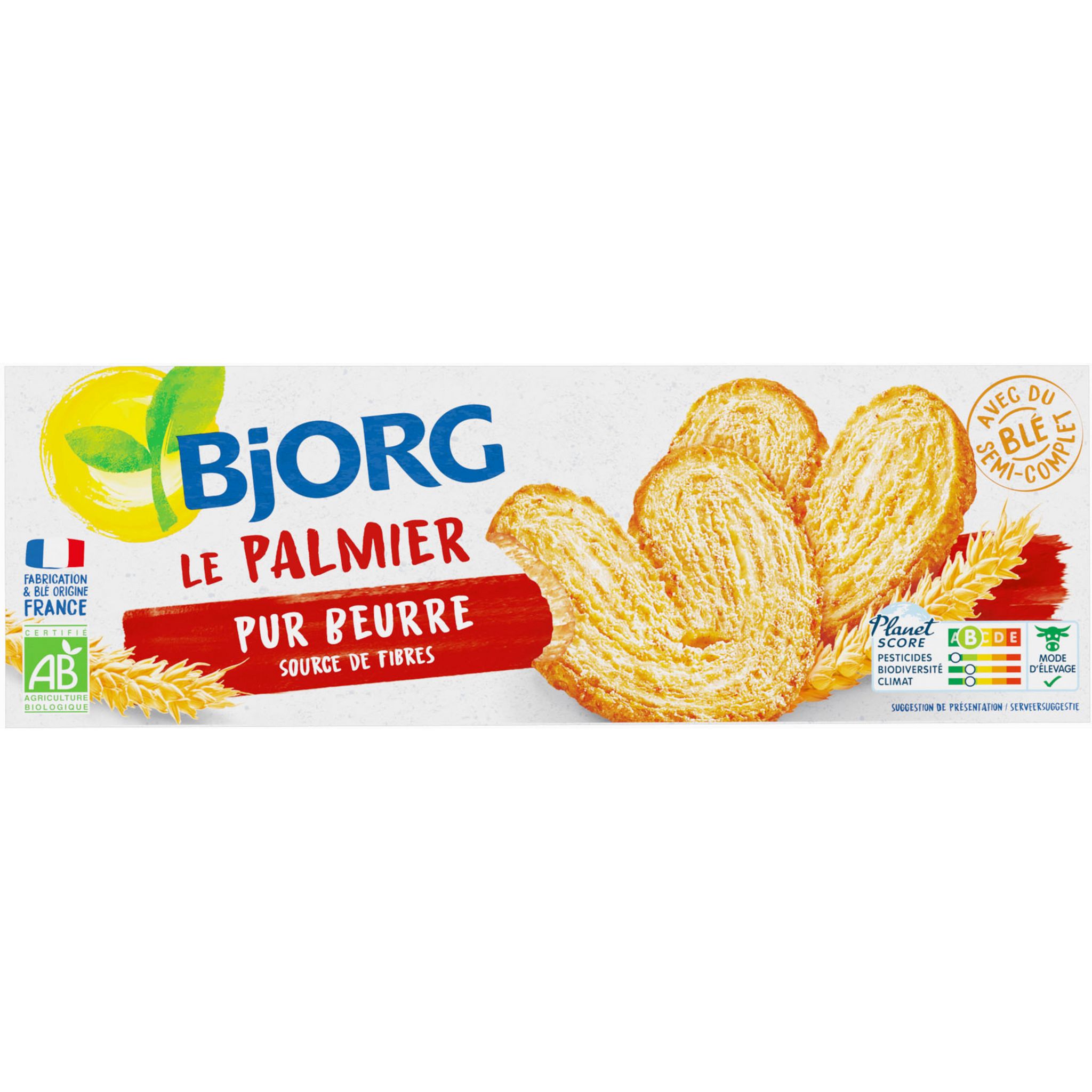 Voir la diapositive 2 : BJORG Palmiers bio biscuits feuilletés sans huile de palme 100g