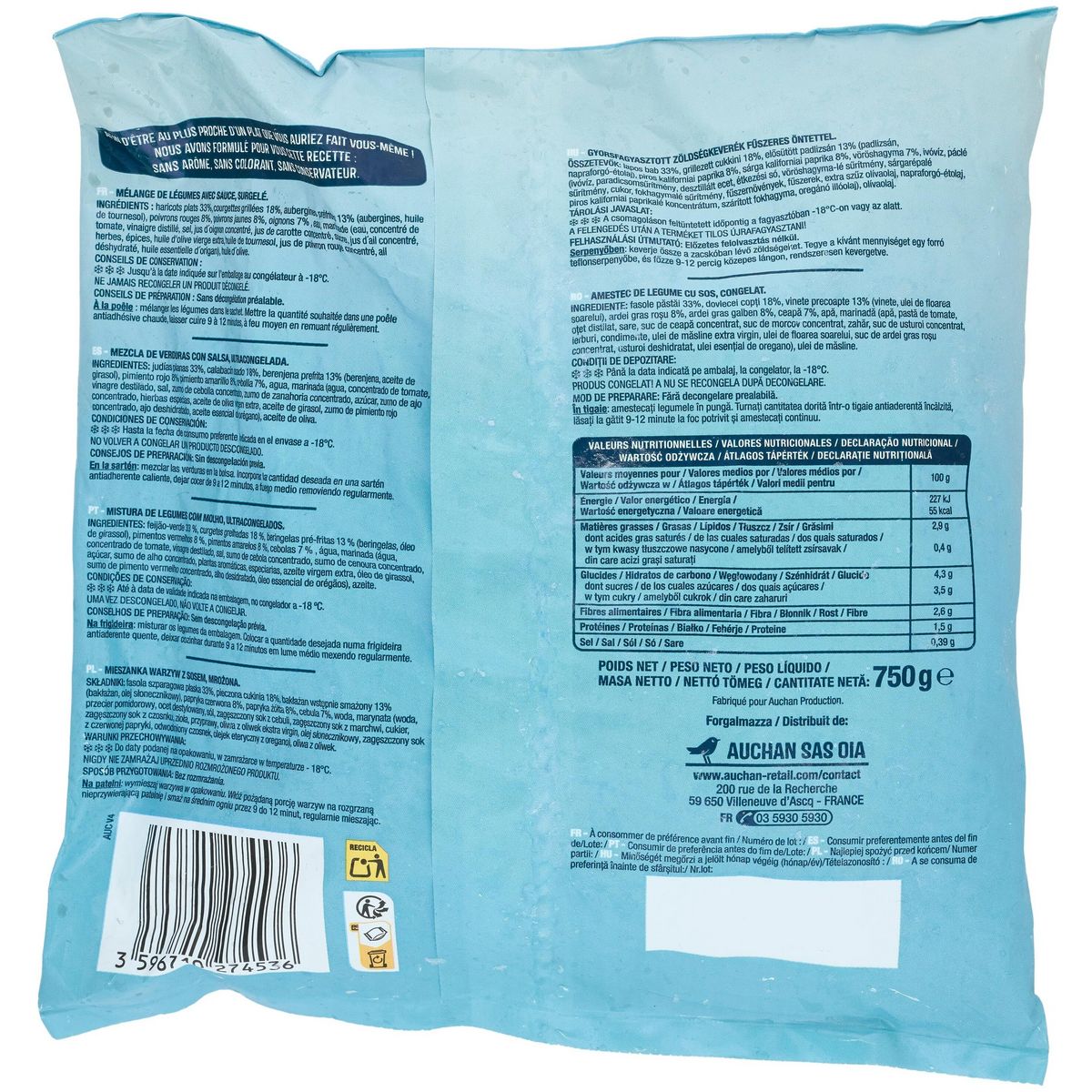 AUCHAN Poêlée catalane 5 portions 750g