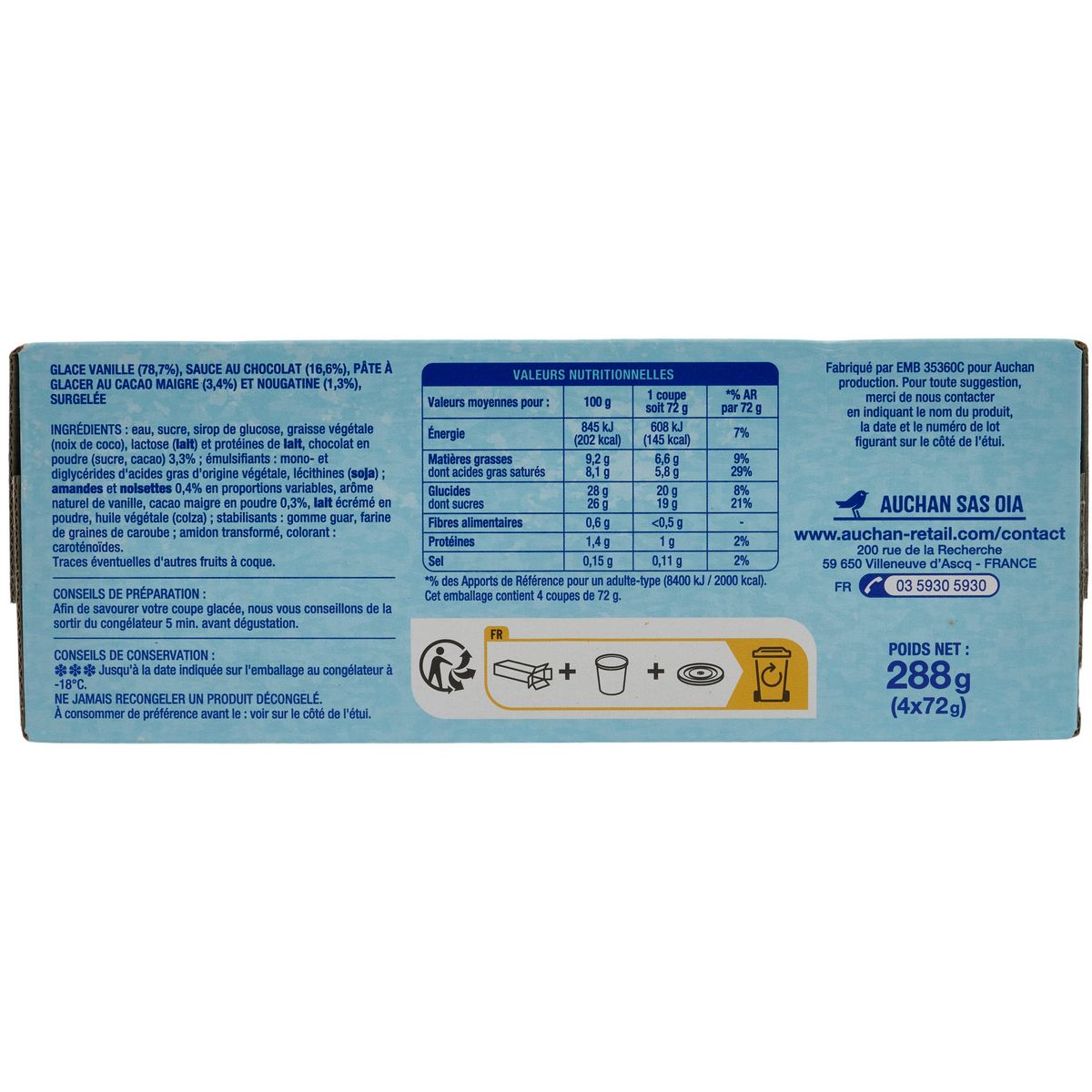 AUCHAN Dame blanche 4 pièces 286g