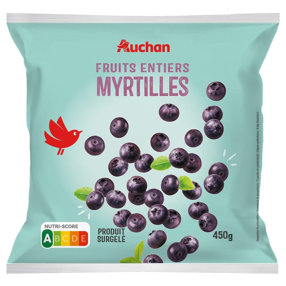AUCHAN Myrtilles fruits entiers 450g