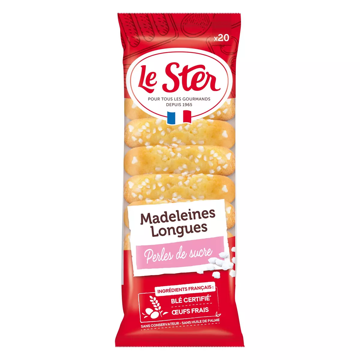 LE STER Madeleines longues aux perles de sucre 20 madeleines 250g
