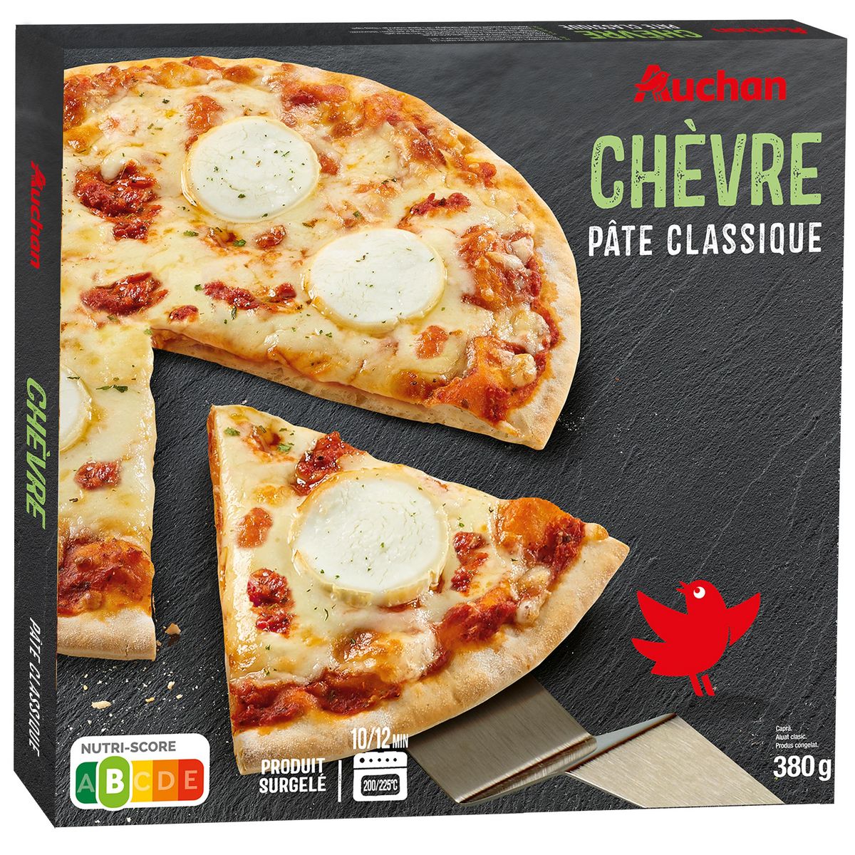 AUCHAN Pizza cuite sur pierre au fromage de chèvre 380g