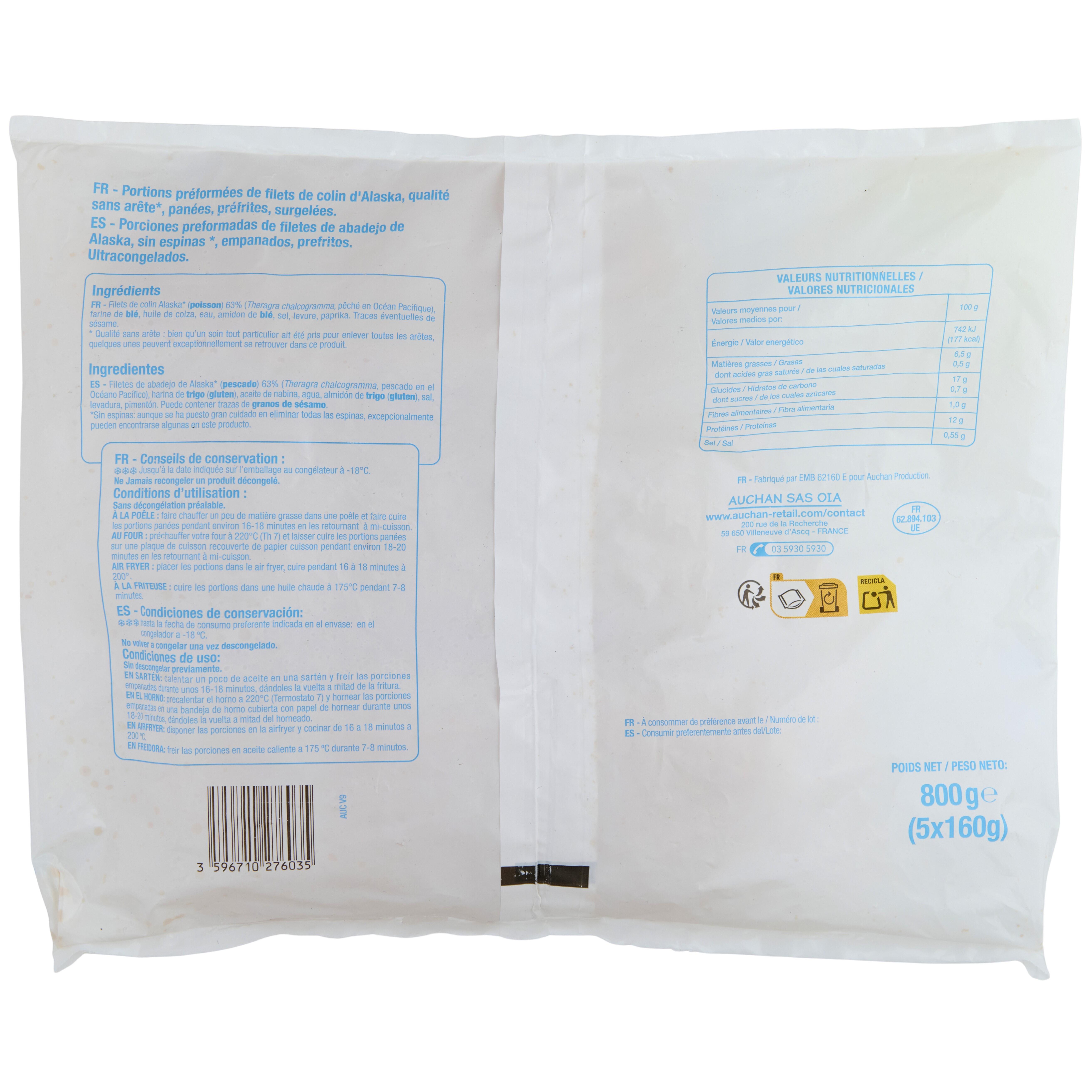 Voir la diapositive 3 : POUCE Filet de colin d'Alaska pané 5 pièces 800g