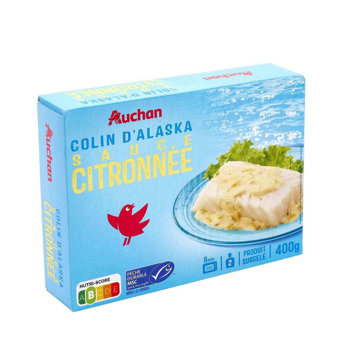 AUCHAN Colin d'Alaska sauce citronné MSC 2 portions 400g