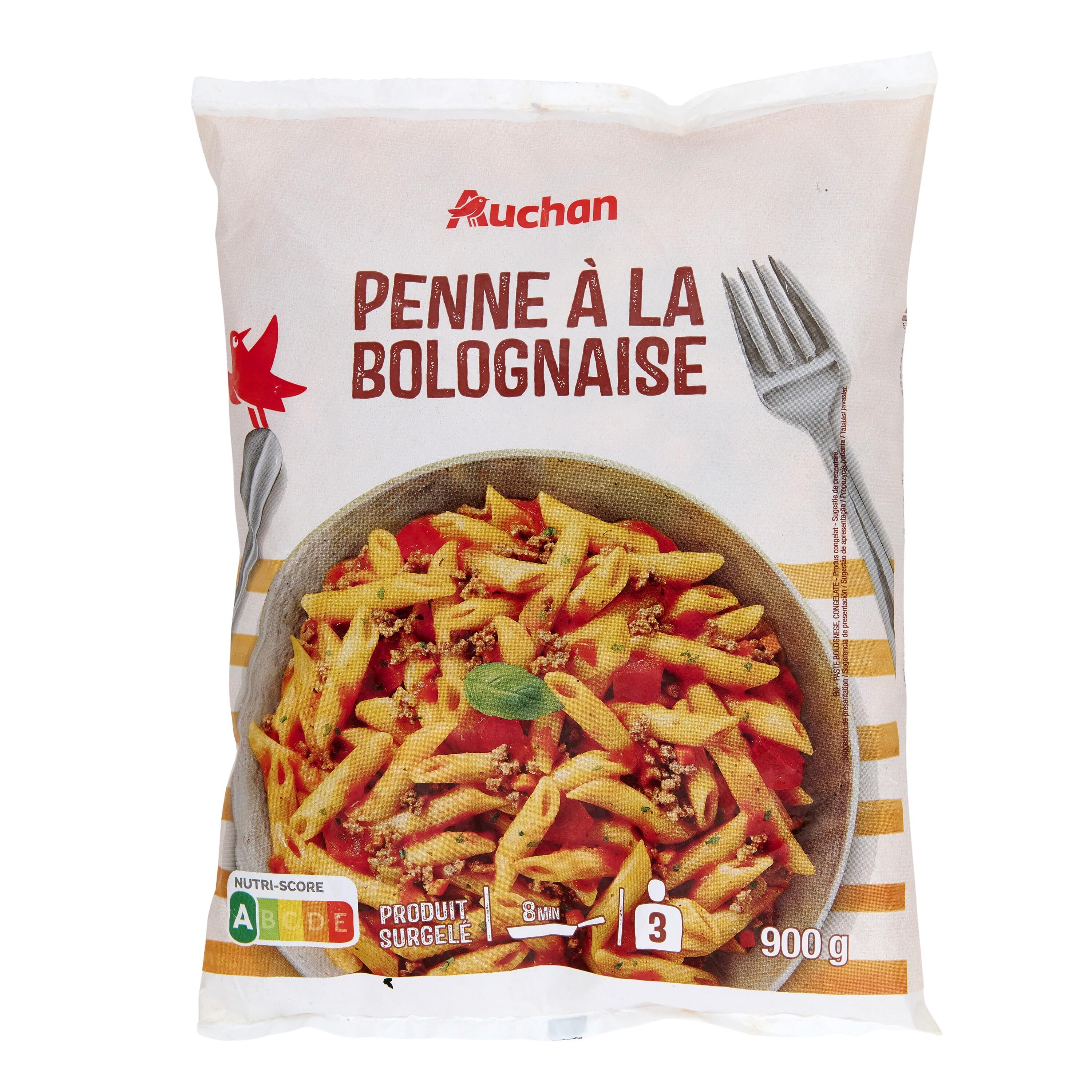 Voir la diapositive 2 : AUCHAN Penne à la bolognaise 3 portions 900g