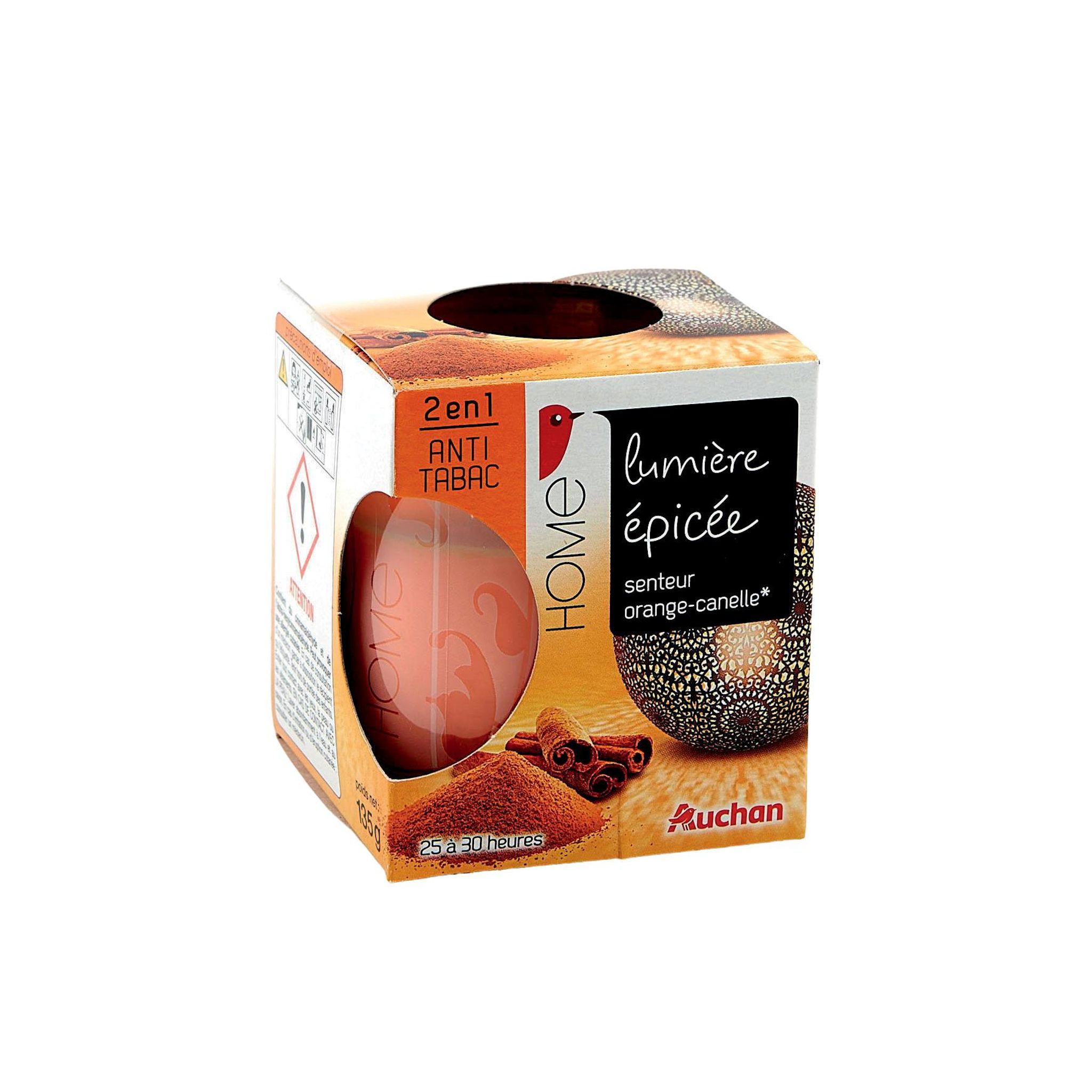 Voir la diapositive 3 : AUCHAN Bougie parfumée anti-tabac senteur orange cannelle 1 bougie