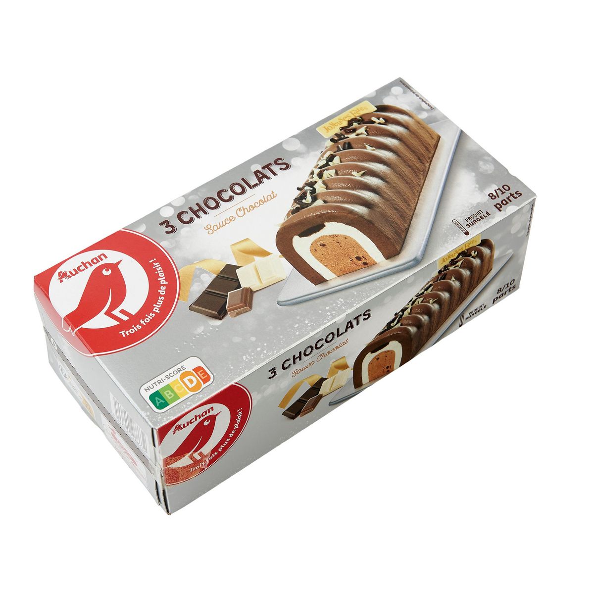 AUCHAN Bûche glacée aux 3 chocolats 8-10 parts 534g