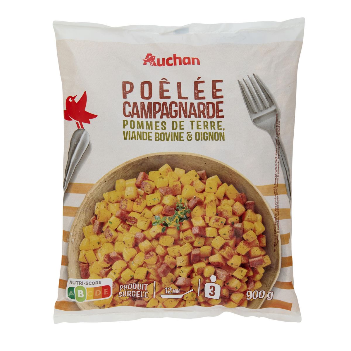 AUCHAN Poêlée campagnarde 3 portions 900g