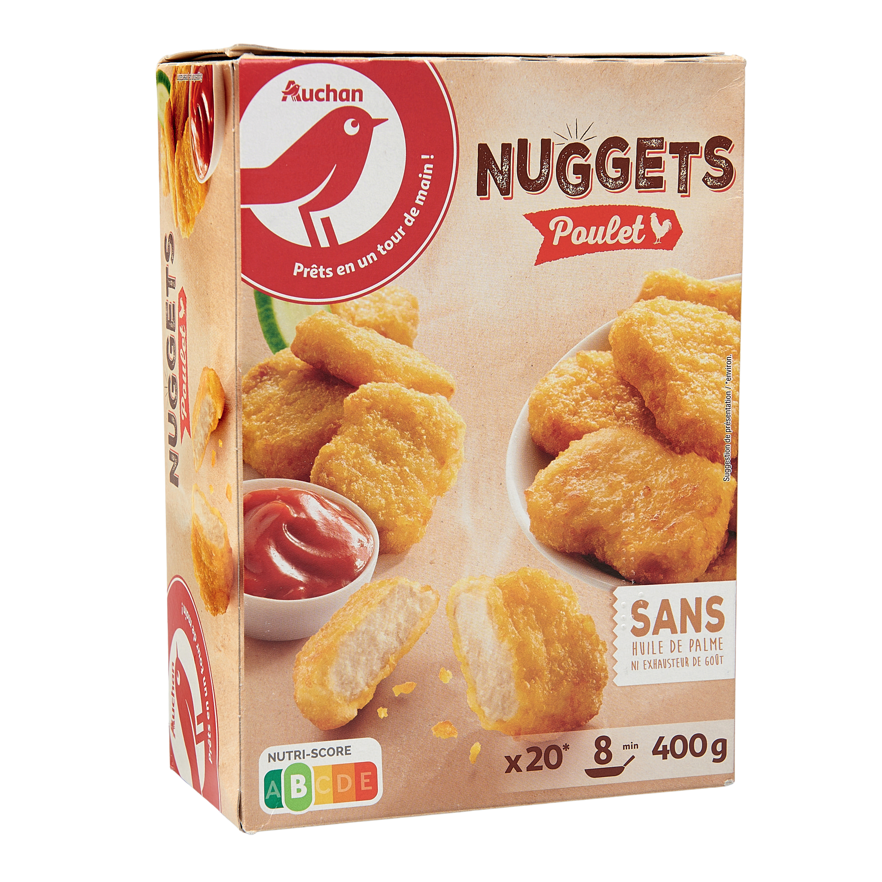 Voir la diapositive 2 : AUCHAN Nuggets de poulet 20 pièces 400g