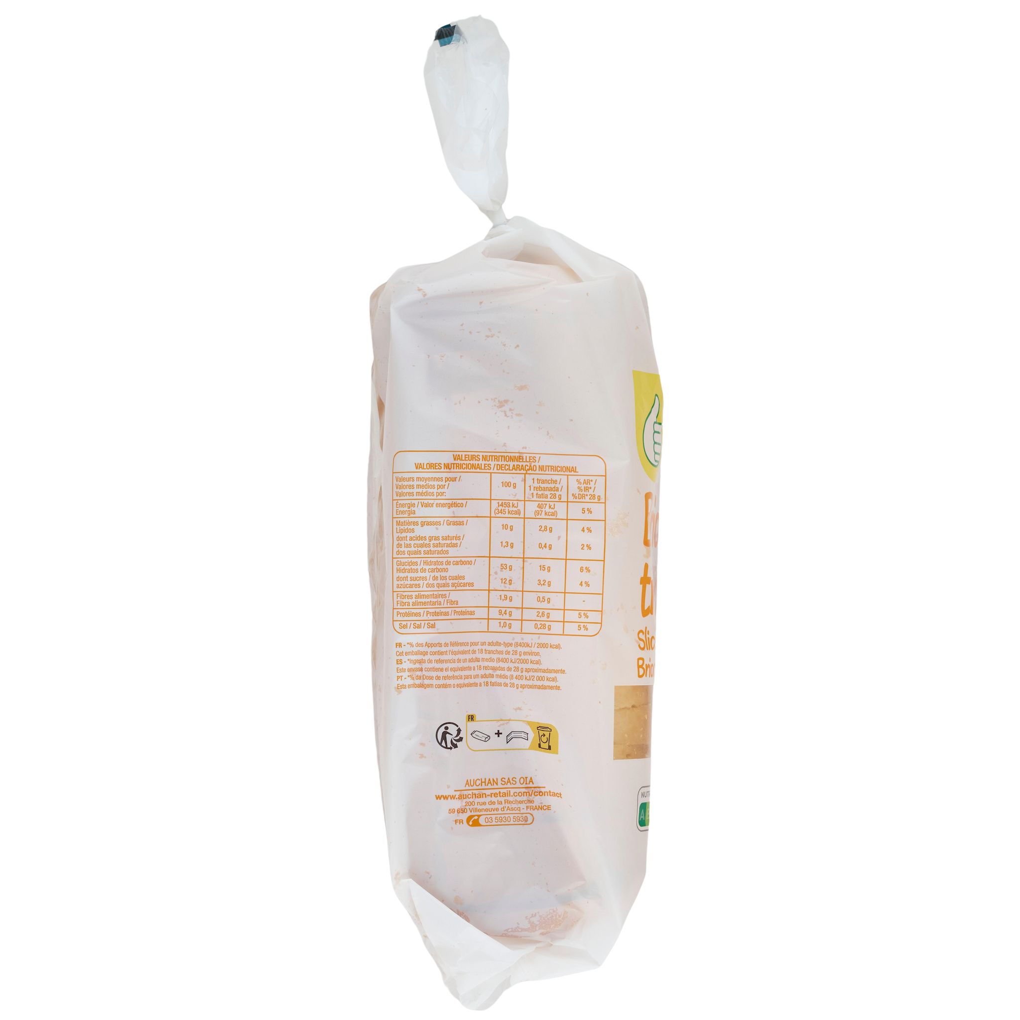 Voir la diapositive 2 : POUCE Brioche tranchée 18 tranches 500g